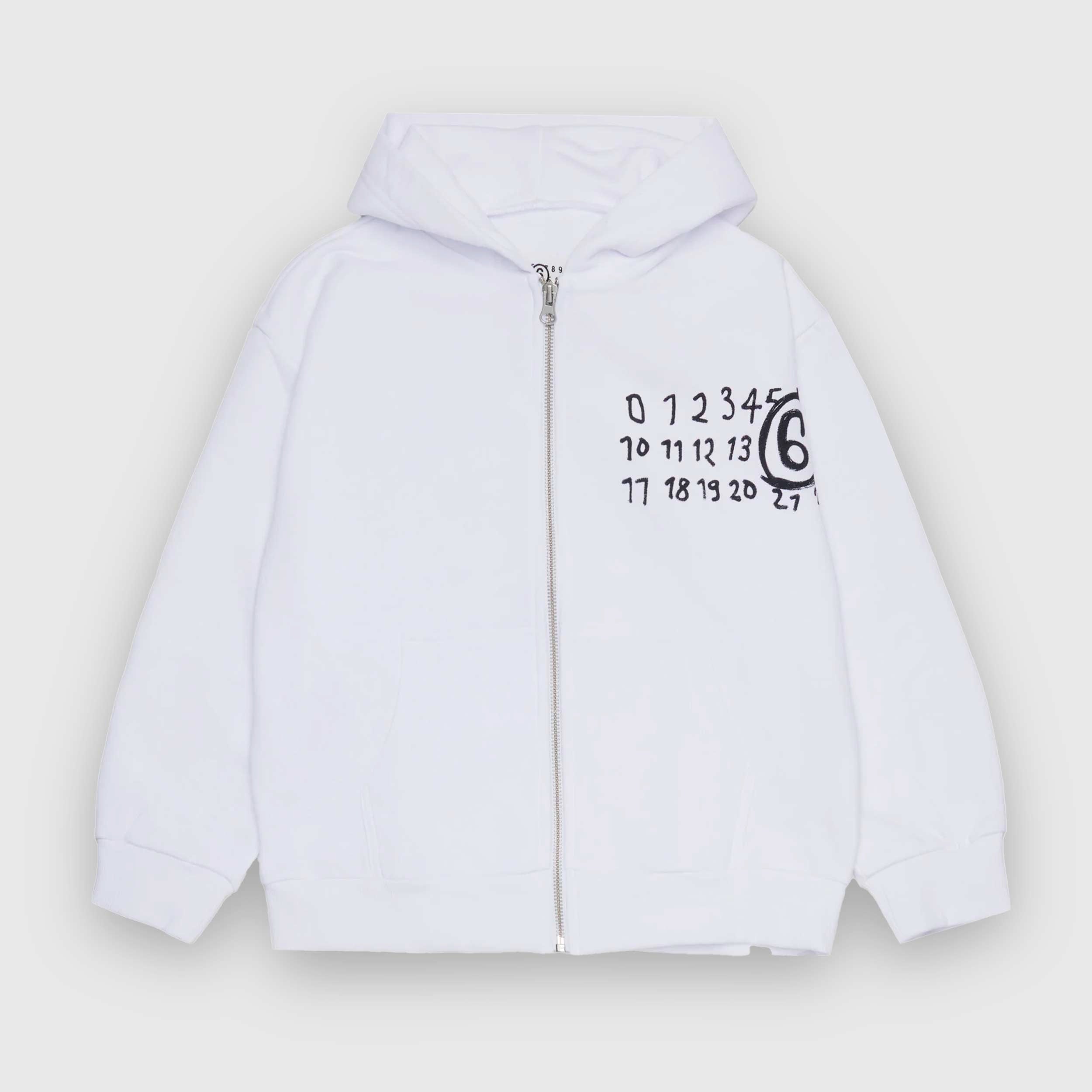 Felpa Bianca Con Logo Numeral Firmata Mm6 - annameglio.com abbigliamento moda