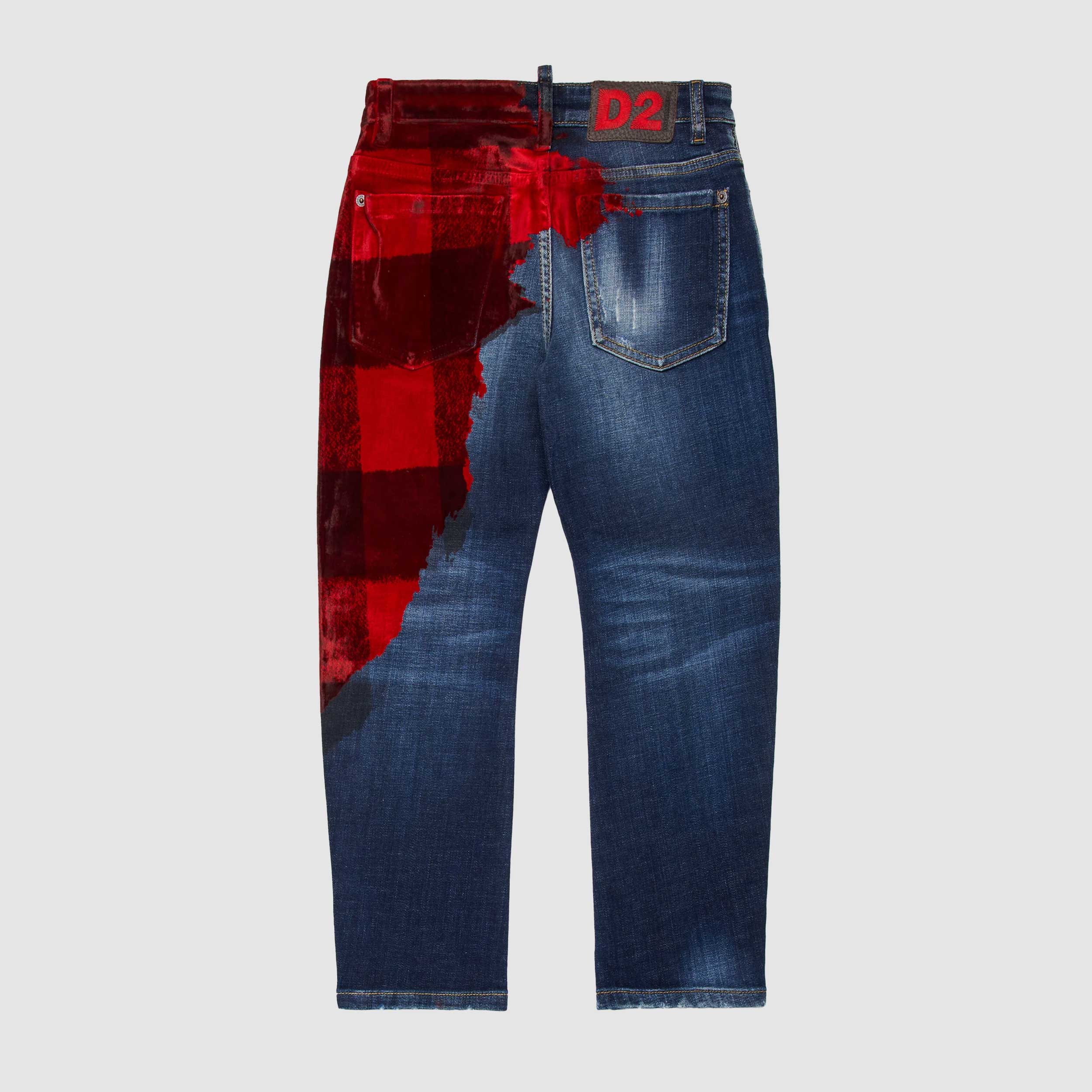 Jeans Blu Con Stampa A Quadri Firmati DSQUARED2 - annameglio.com abbigliamento moda