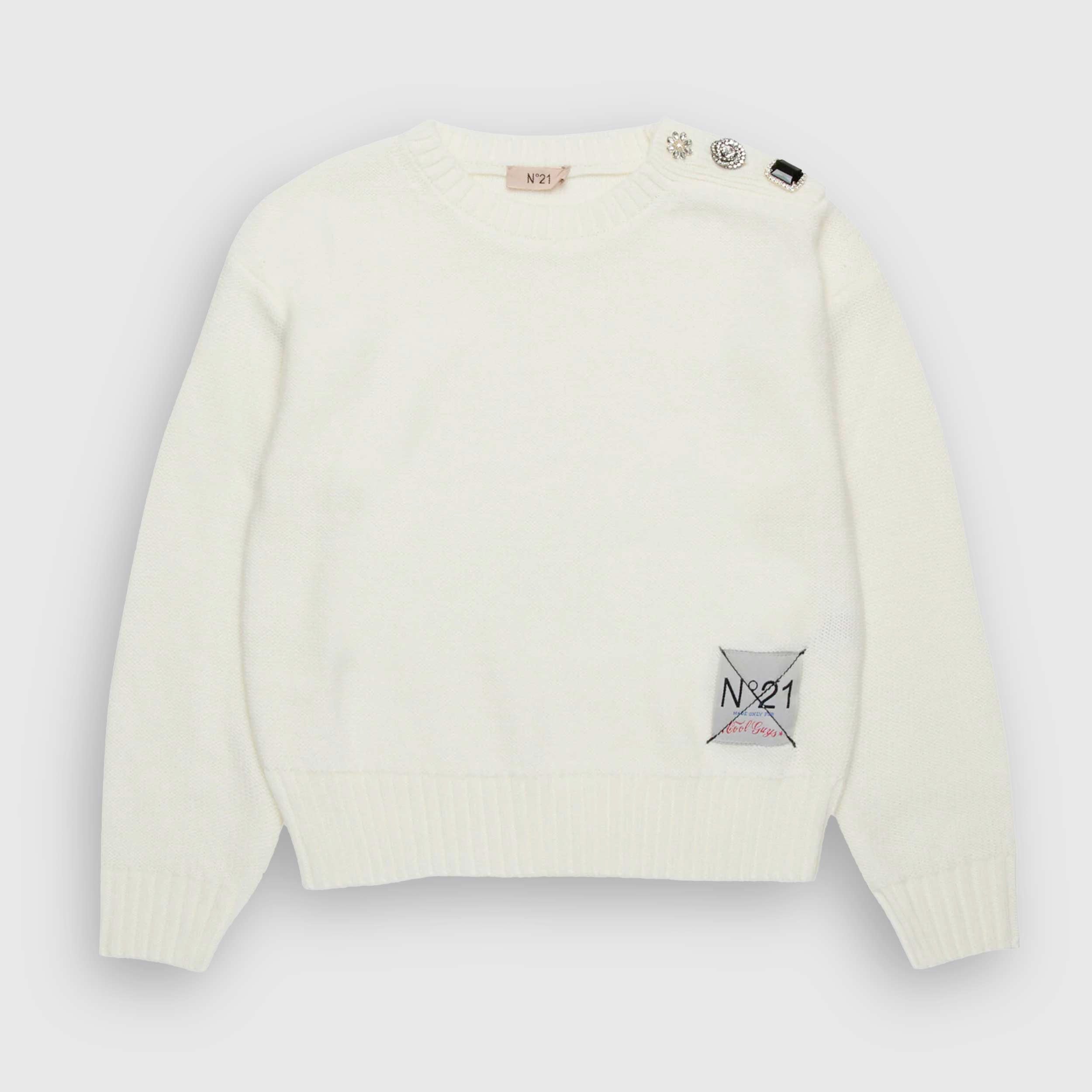 Maglione Bianco E Bottoni Decorativi Firmato N 21 - annameglio.com abbigliamento moda