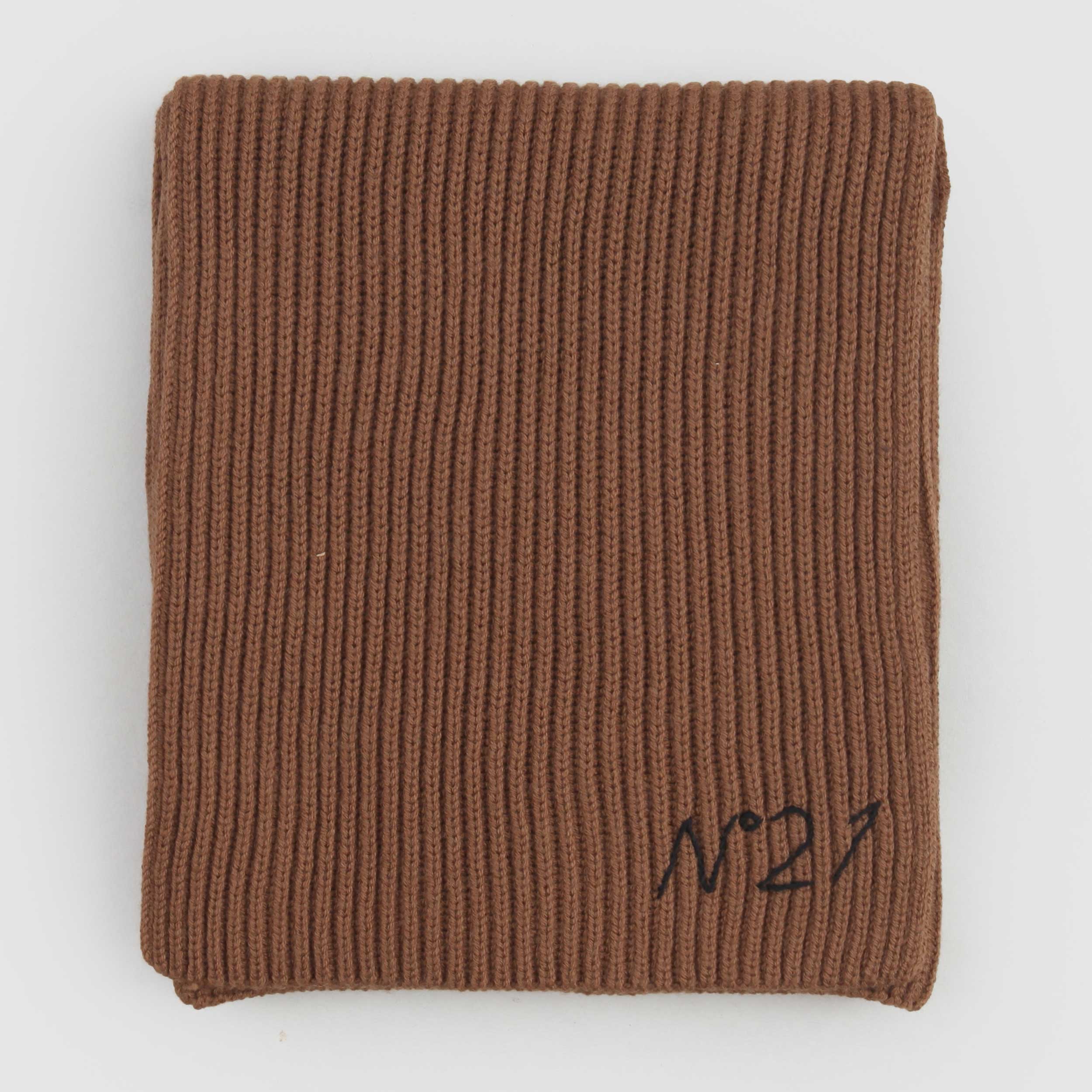 Sciarpa Marrone E Lavorazione A Coste Firmata N 21 - annameglio.com abbigliamento moda