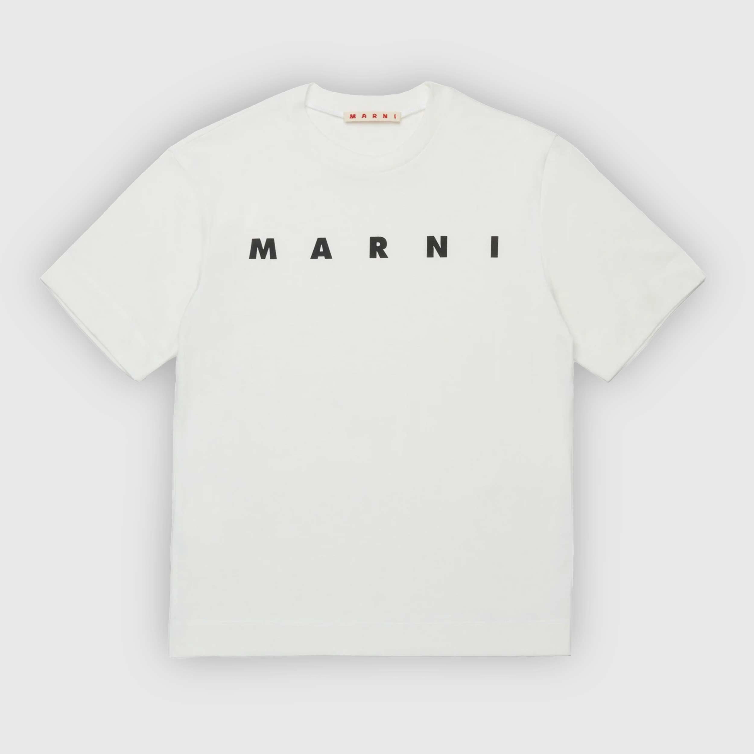 T-shirt Bianca In Jersey Con Logo Firmata MARNI - annameglio.com abbigliamento moda
