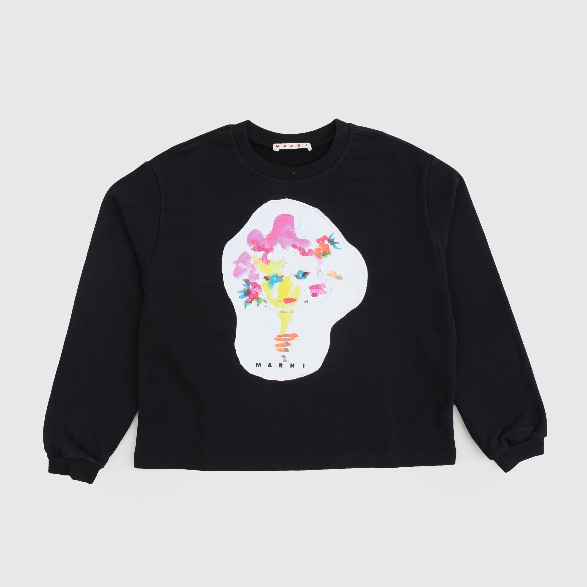 Felpa Nera Con Stampa Bianca Firmata MARNI - annameglio.com abbigliamento moda