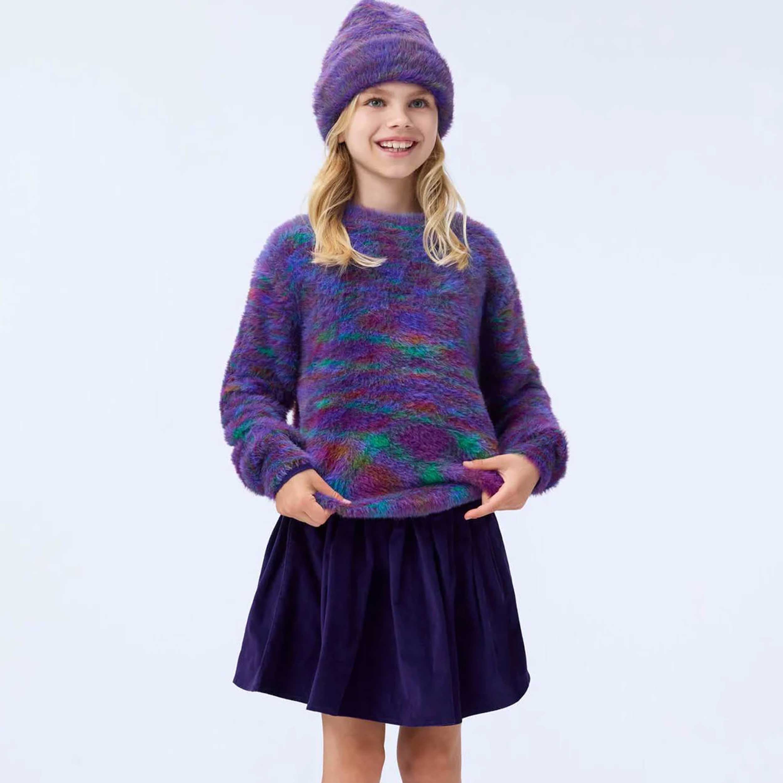 Gonna Viola In Tessuto Millerighe Firmata MOLO - annameglio.com abbigliamento moda