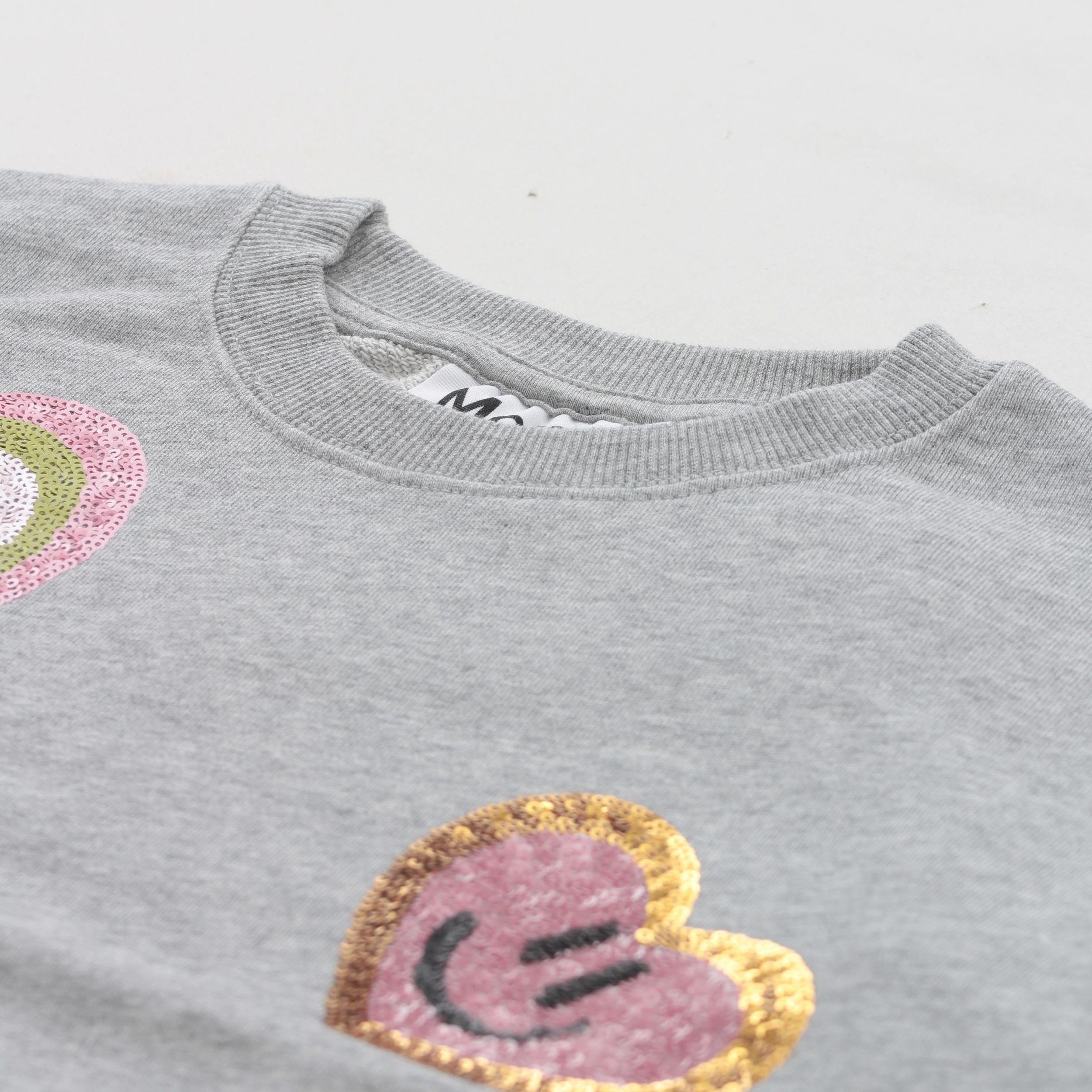 Felpa Grigia Con Cuori E Smile Firmata MOLO - annameglio.com abbigliamento moda