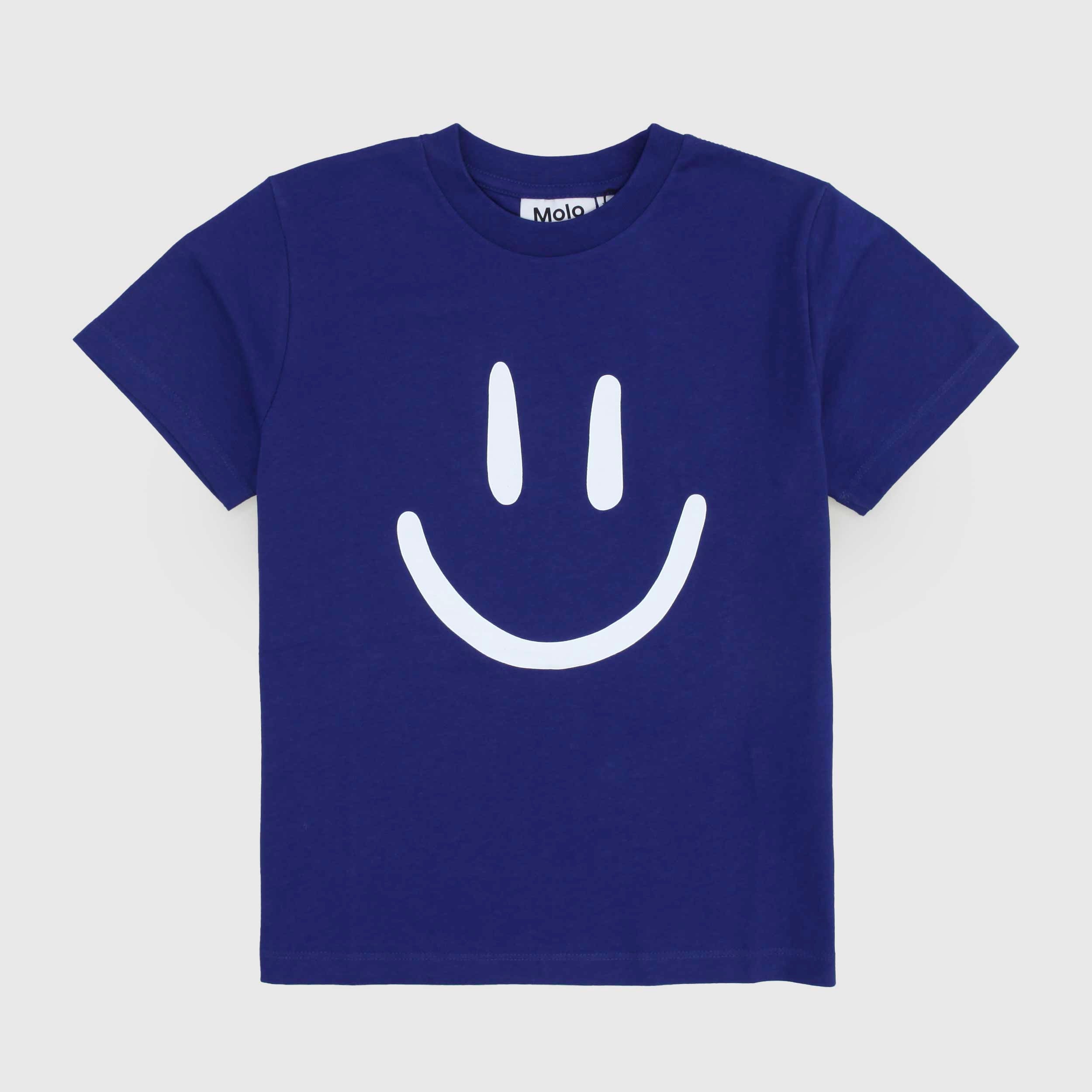 T-shirt Indaco Con Smile Bianco Firmato MOLO - annameglio.com abbigliamento moda
