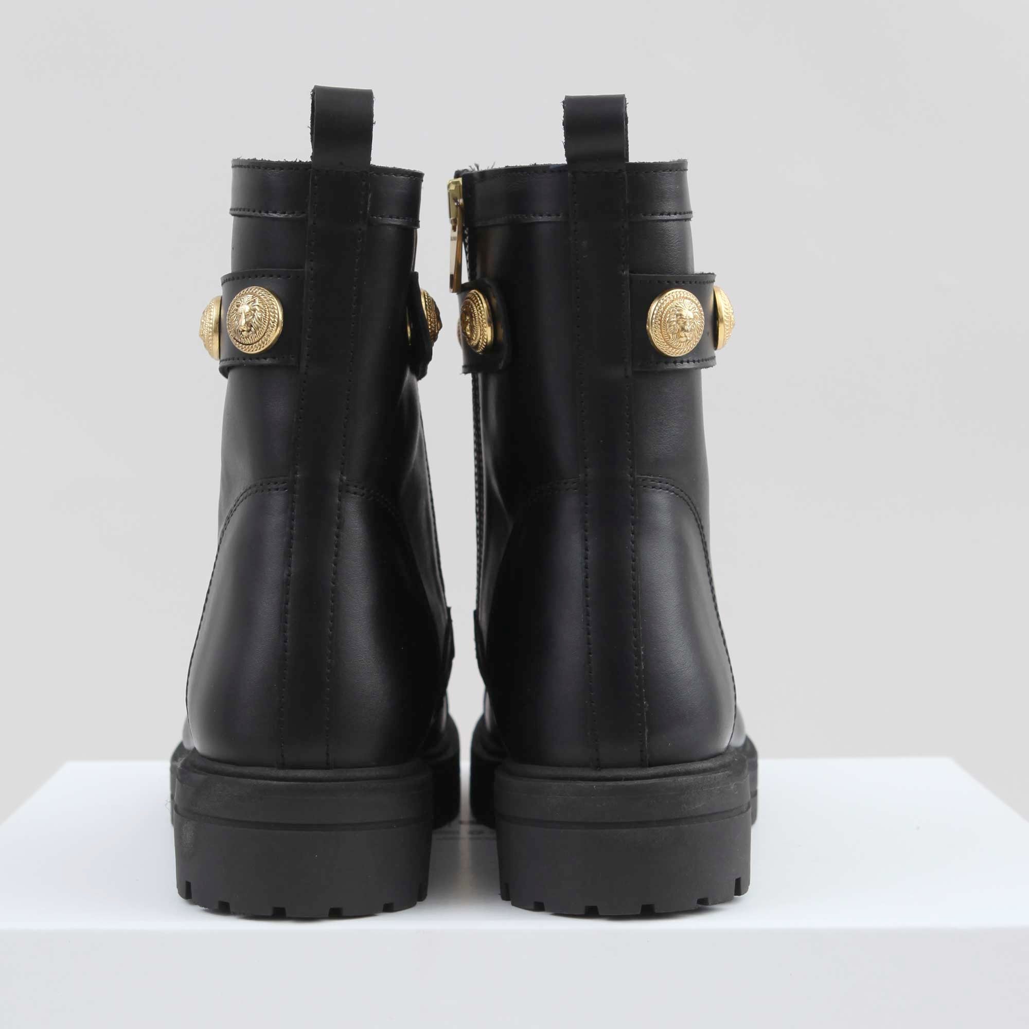 Anfibi Neri Con Bottoni Oro Firmati BALMAIN - annameglio.com abbigliamento moda