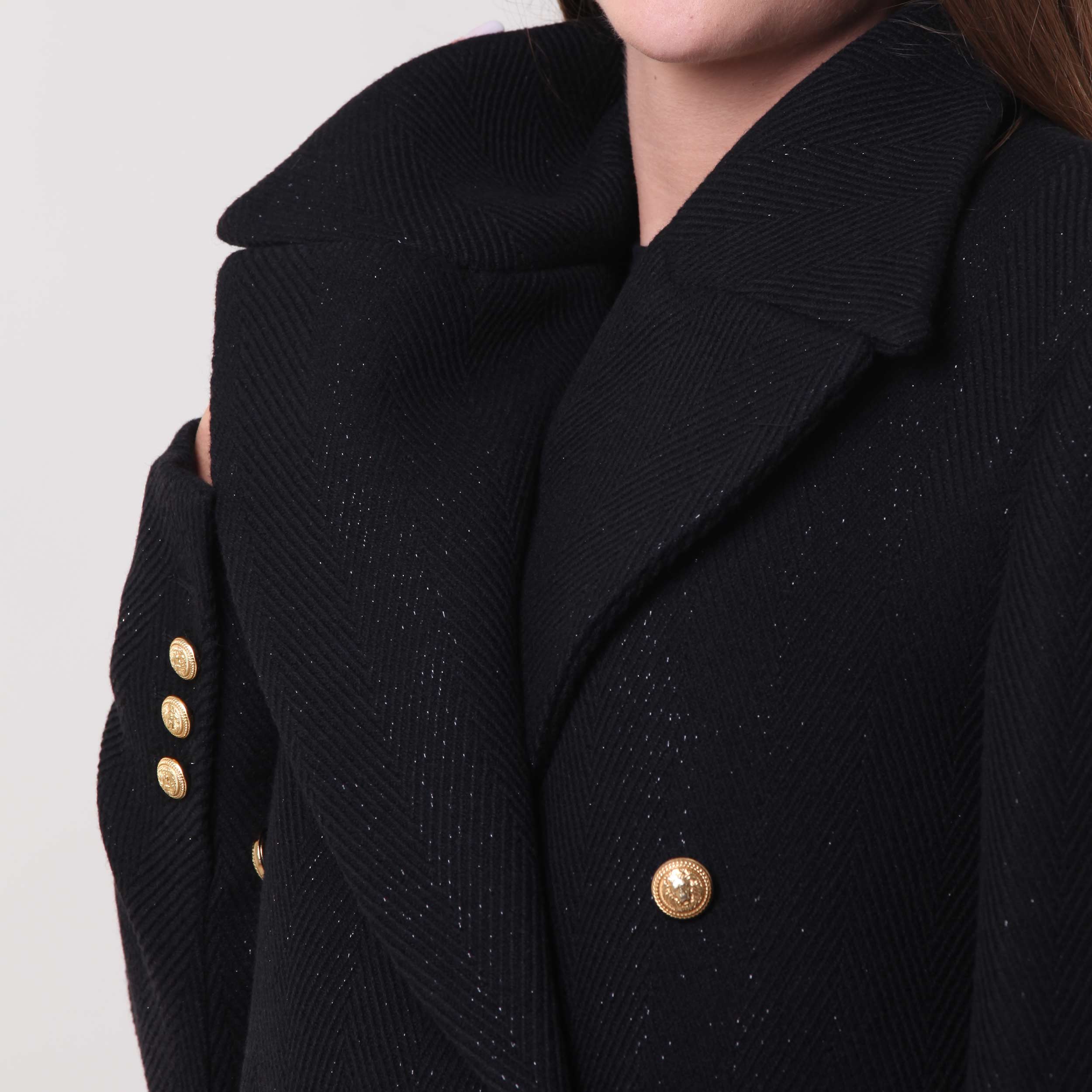 Cappotto Nero Con Bottoni Oro Firmato BALMAIN - annameglio.com abbigliamento moda