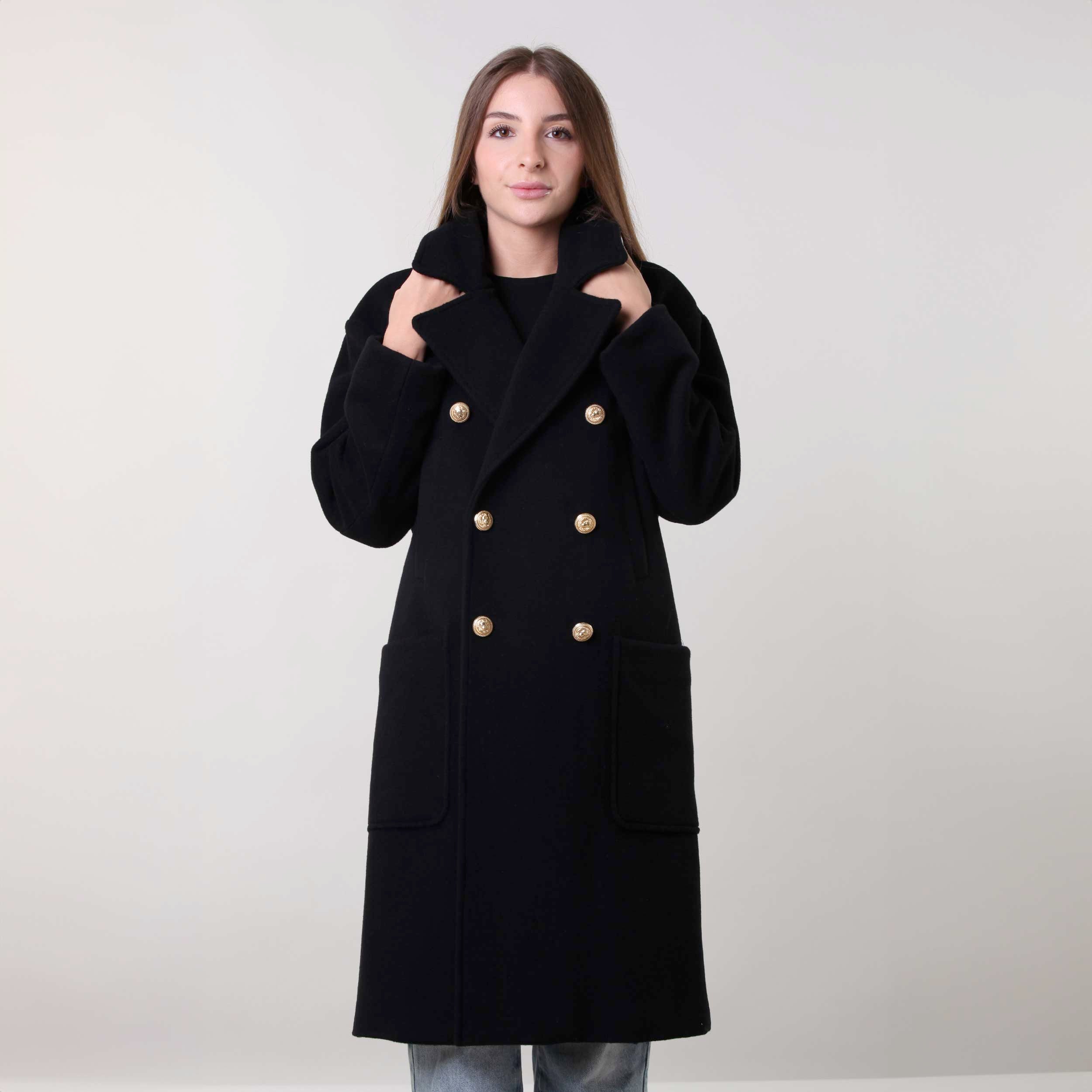 Cappotto Nero Con Bottoni Firmato BALMAIN - annameglio.com abbigliamento moda