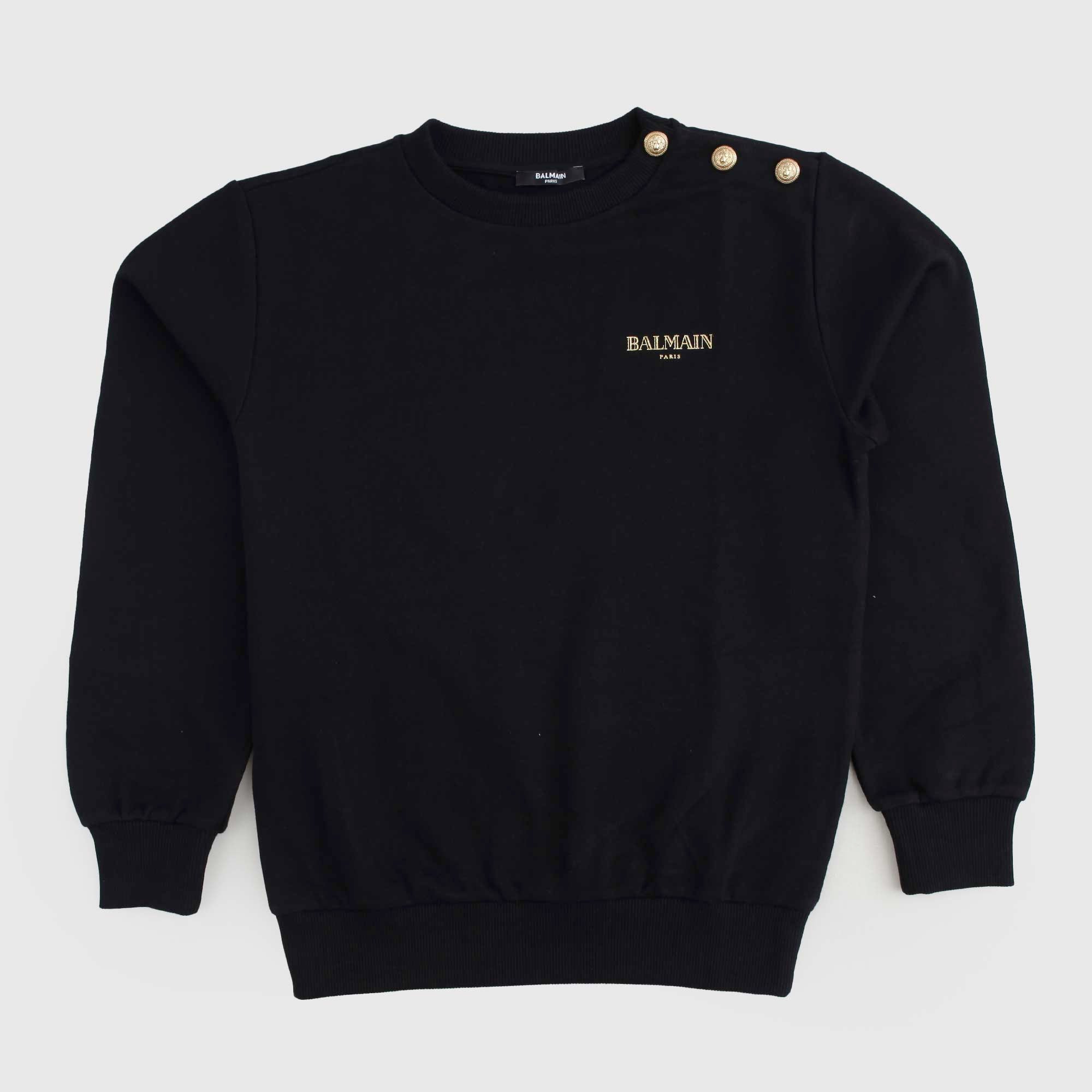 Felpa Nera Con Logo Oro Firmata BALMAIN - annameglio.com abbigliamento moda