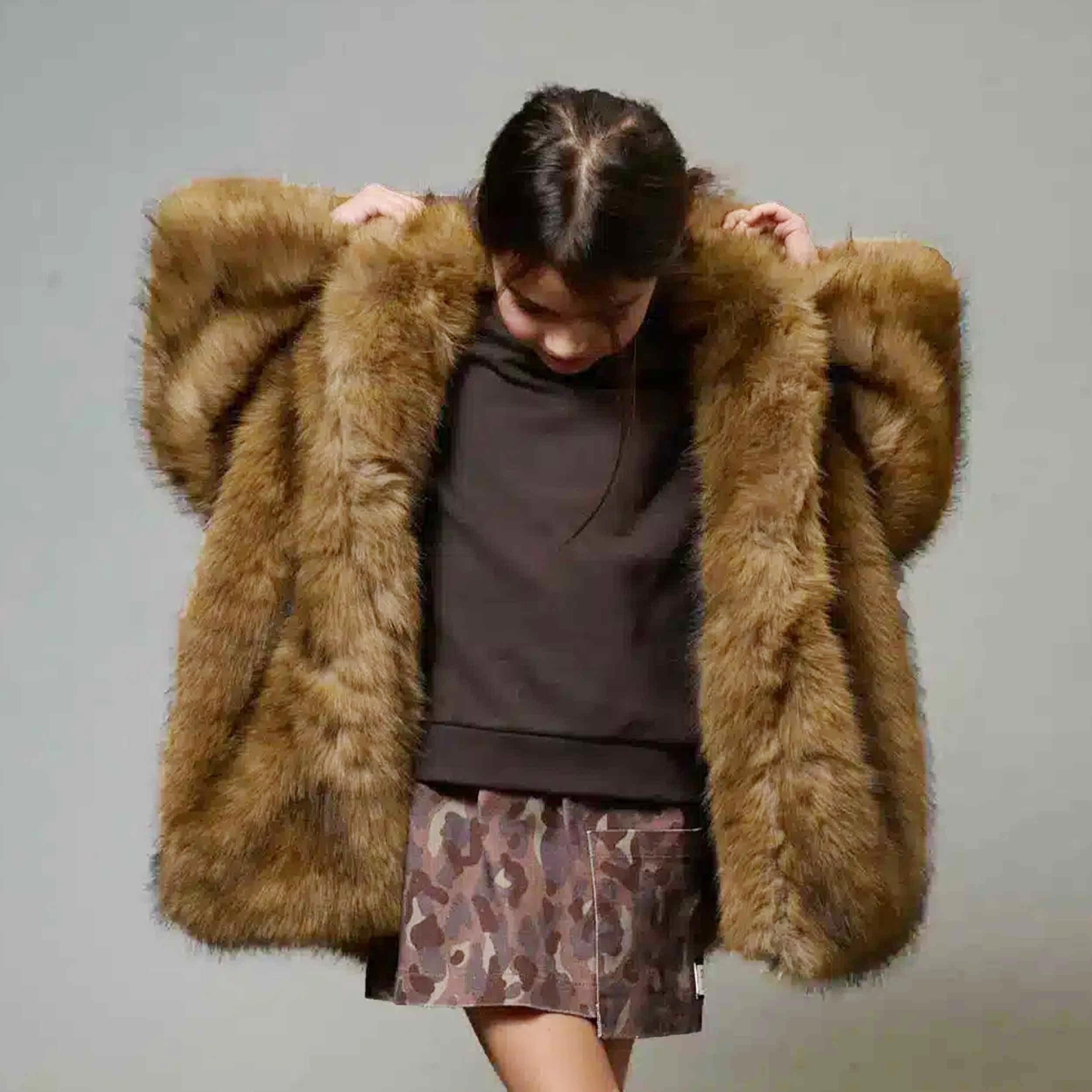 Piave Faux Fur Coat by DOUUOD