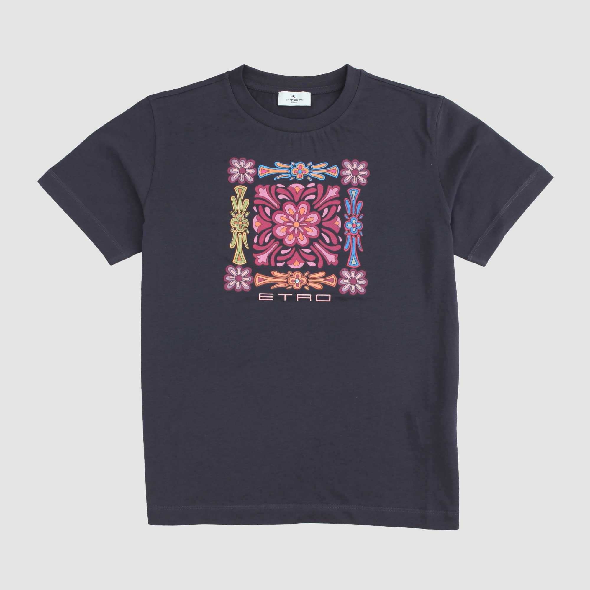 T-shirt Nera Con Stampa Floreale Firmata ETRO - annameglio.com abbigliamento moda