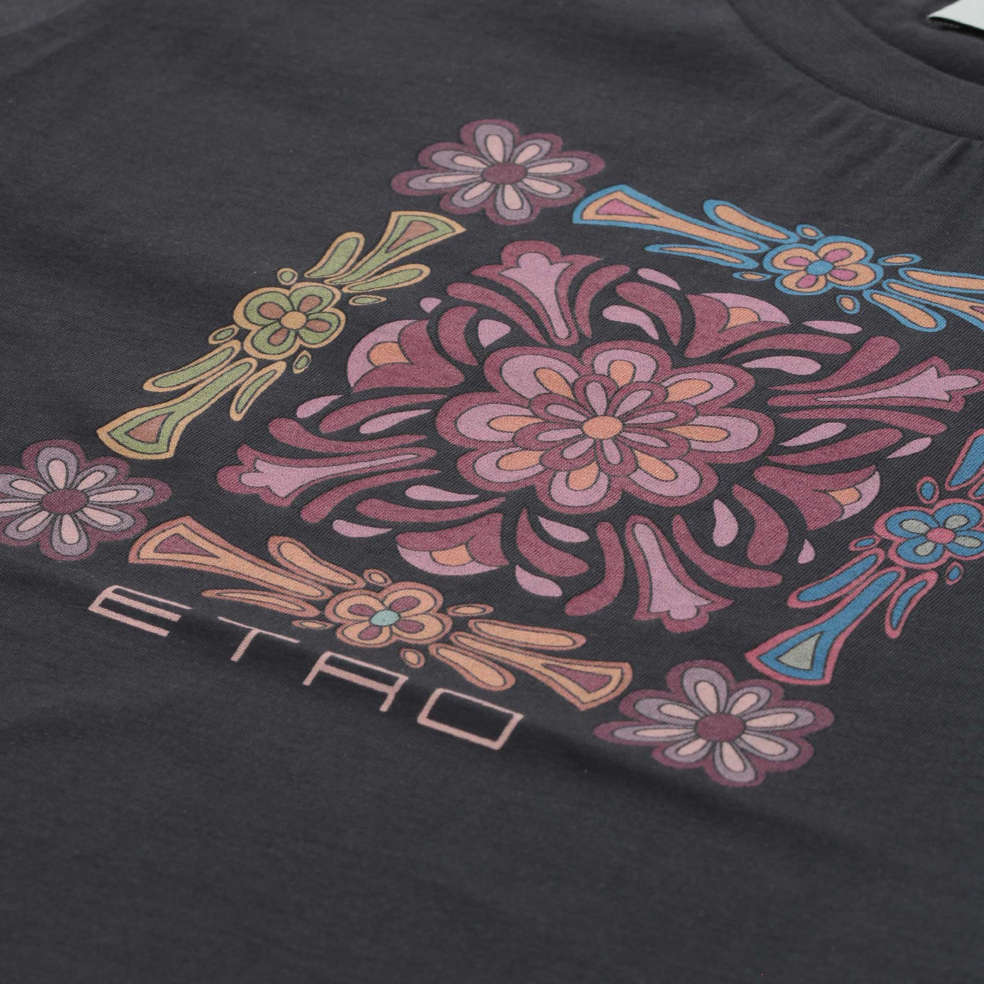 T-shirt Nera Con Stampa Floreale Firmata ETRO - annameglio.com abbigliamento moda