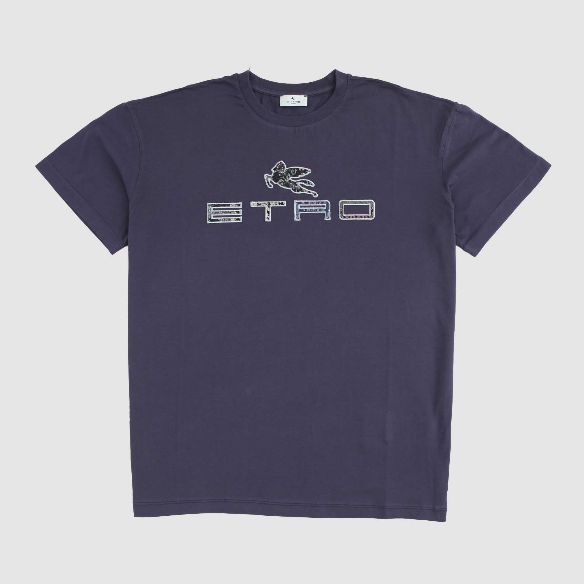 T-shirt Bianca Con Logo Grigio Firmata ETRO - annameglio.com abbigliamento moda