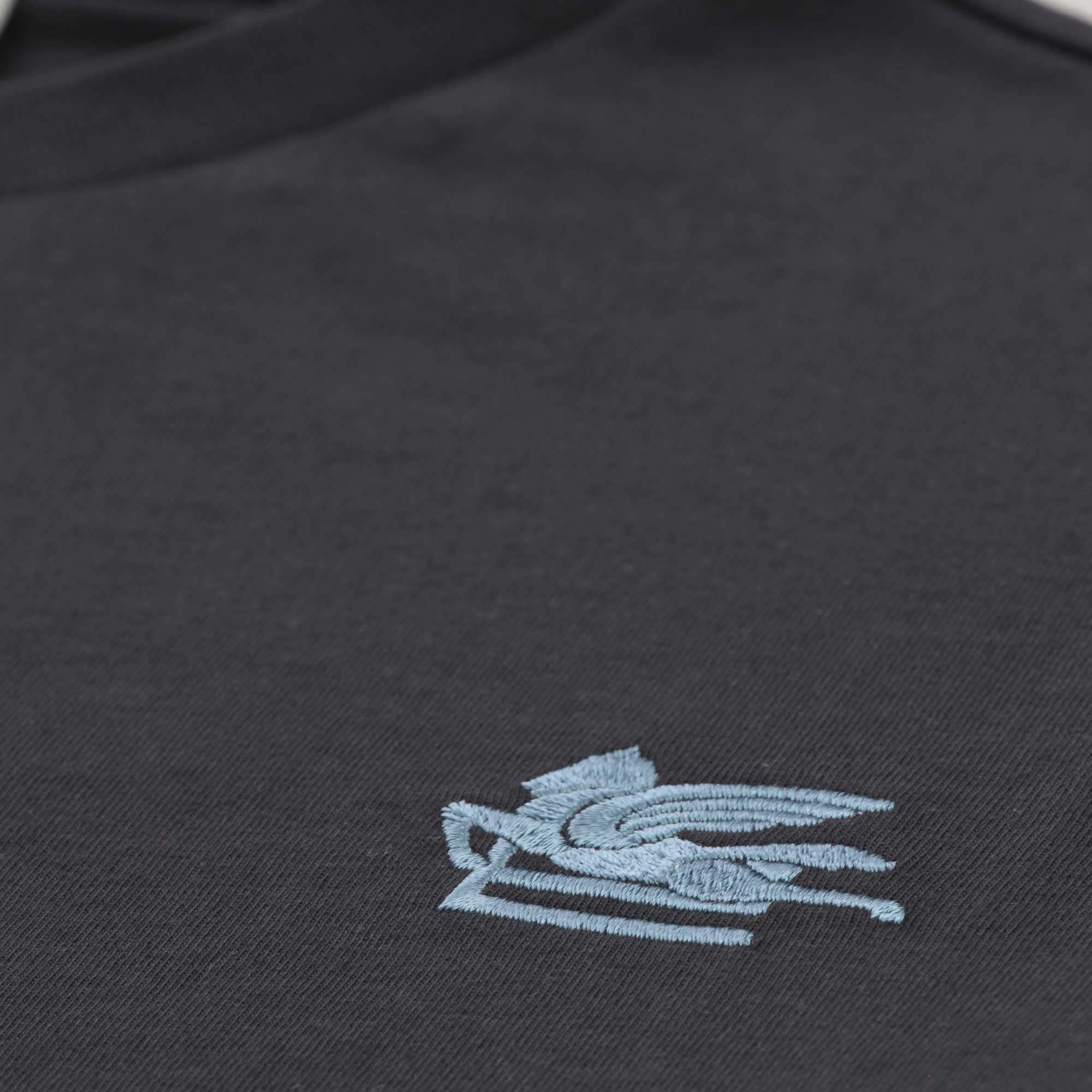 T-shirt Blu Con Logo Celeste Firmato ETRO - annameglio.com abbigliamento moda