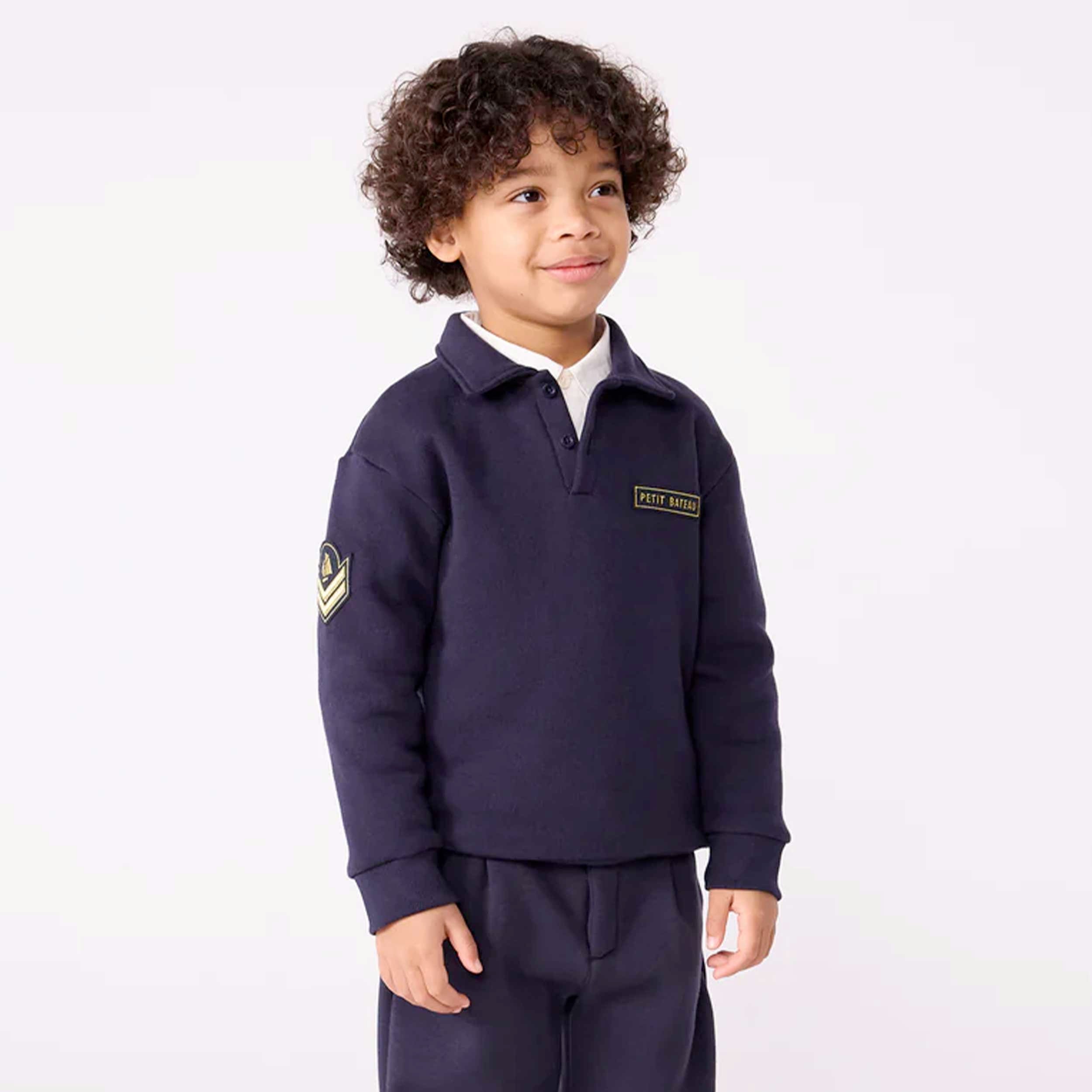 Felpa Blu Modello Polo Firmata PETIT BATEAU - annameglio.com abbigliamento moda