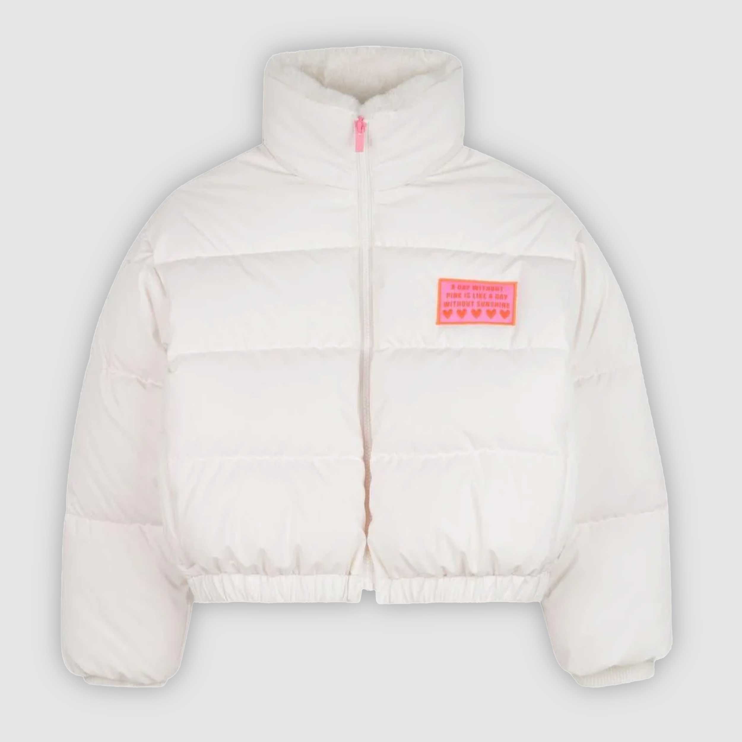 Piumino Crop Bianco Con Logo Firmato BILLIEBLUSH - annameglio.com abbigliamento moda