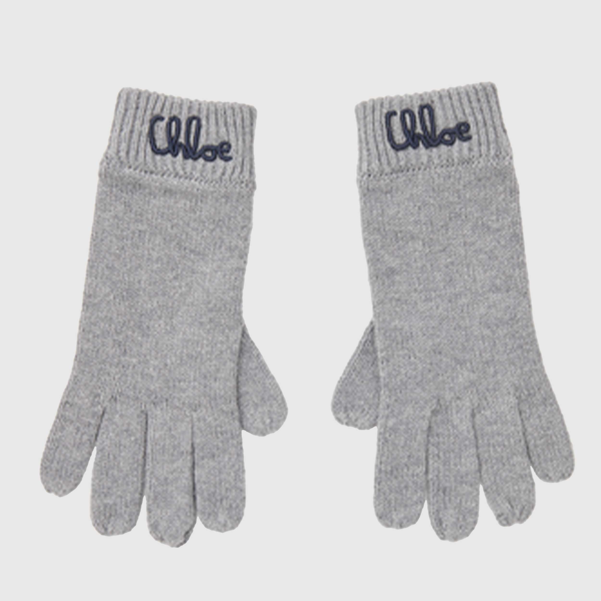 Guanti Grigi Con Ricamo Logo Firmati CHLOE - annameglio.com abbigliamento moda