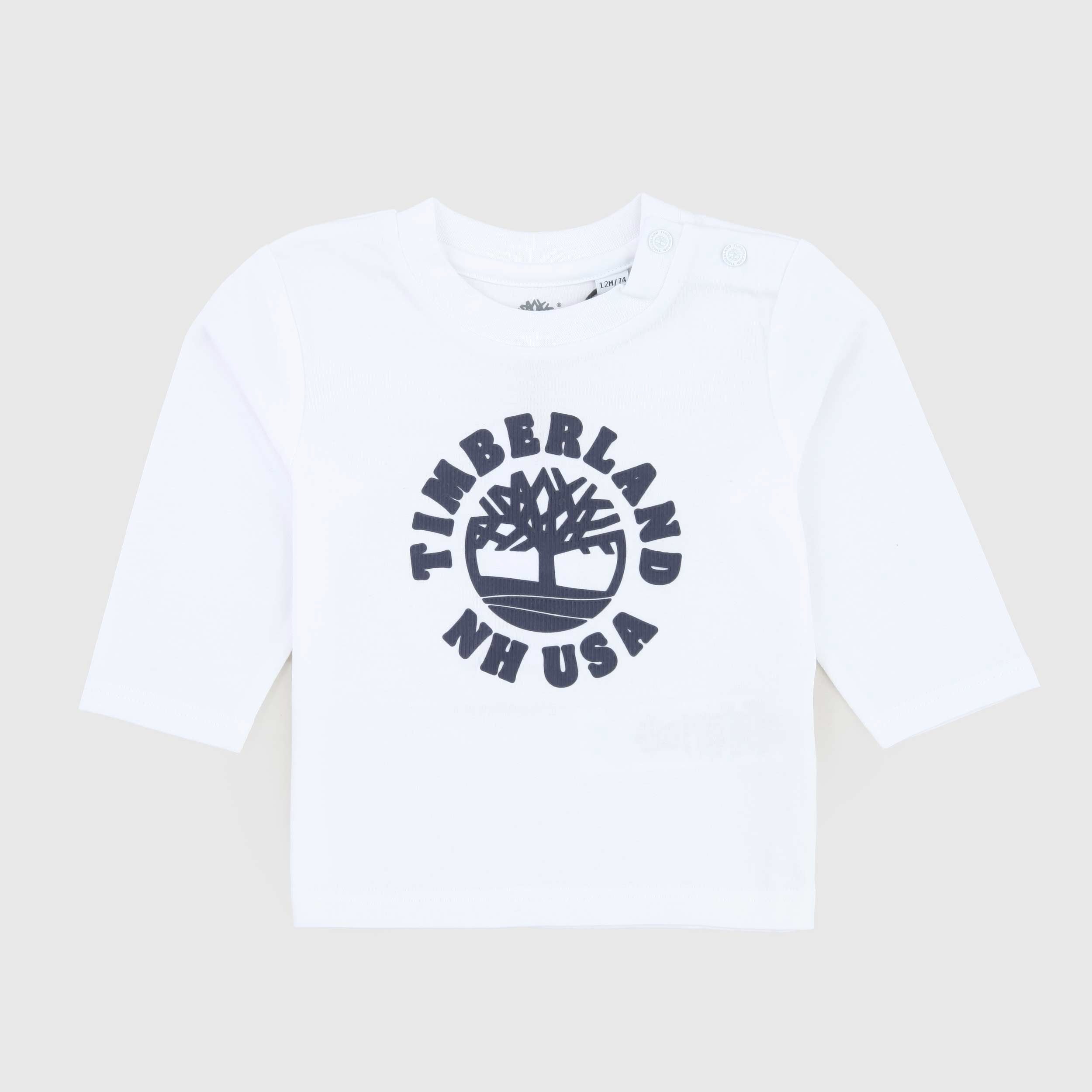 T-shirt Bianca Stampa Blu Firmata TIMBERLAND - annameglio.com abbigliamento moda