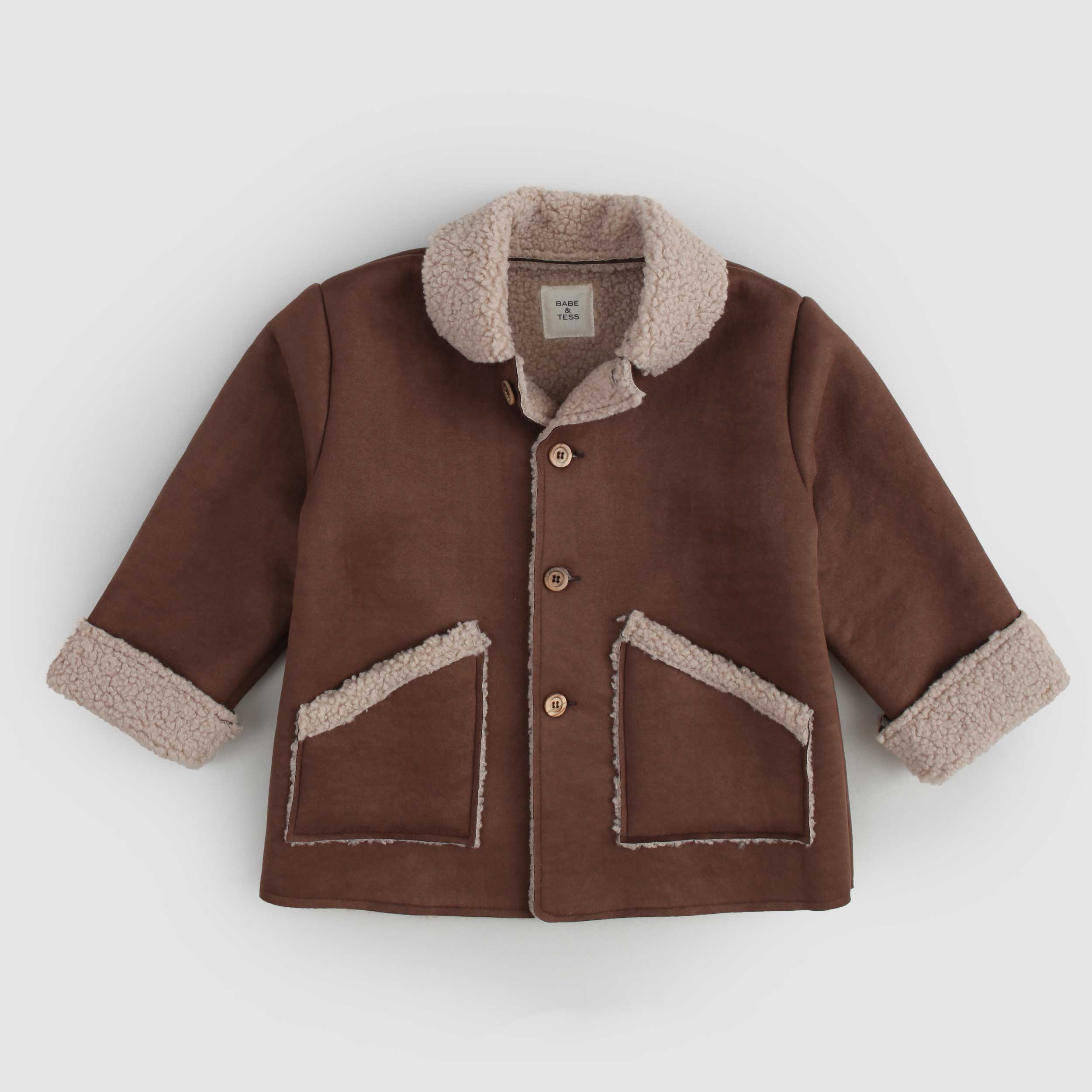 Giacca Marrone Tessuto Teddy Firmata BABE AND TESS - annameglio.com abbigliamento moda