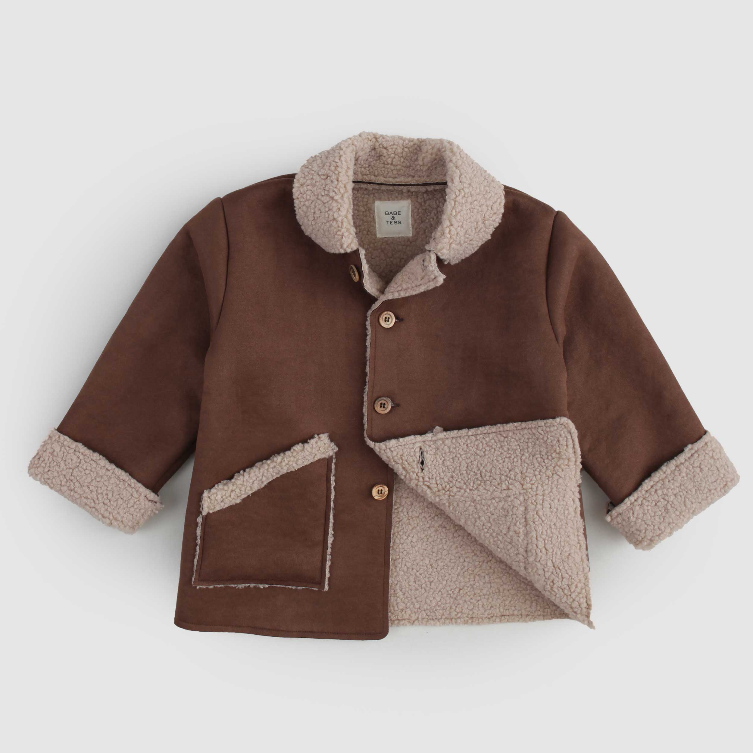 Giacca Marrone Tessuto Teddy Firmata BABE AND TESS - annameglio.com abbigliamento moda