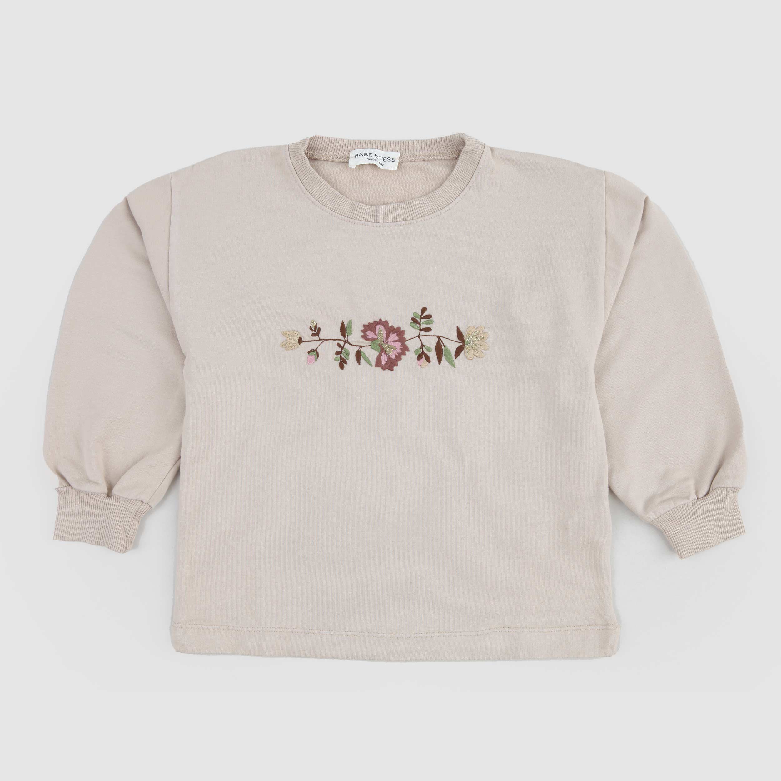 Felpa Nocciola Con Ricamo Firmata BABE AND TESS - annameglio.com abbigliamento moda
