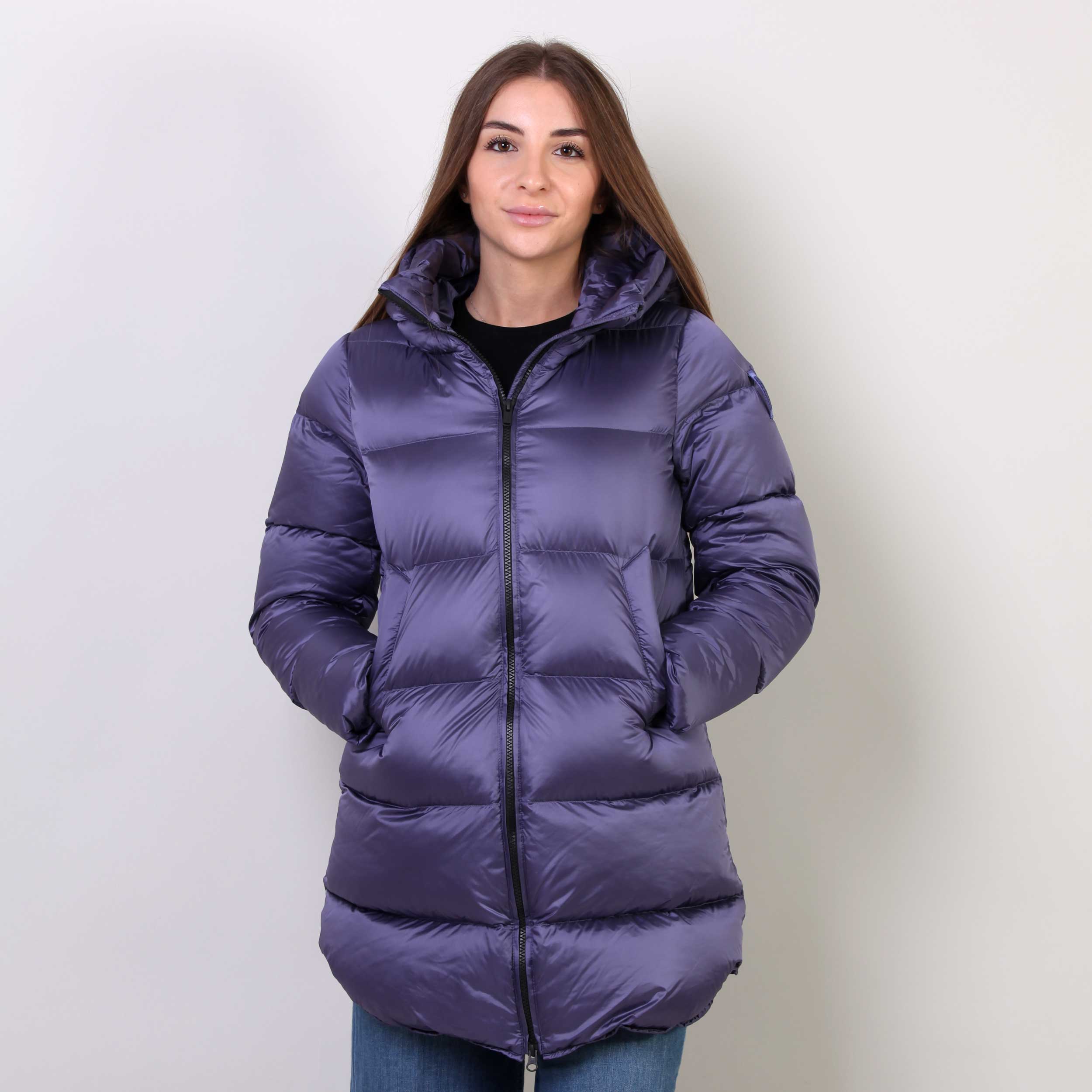 Piumino Viola Lungo Geneva Firmato BOMBOOGIE - annameglio.com abbigliamento moda