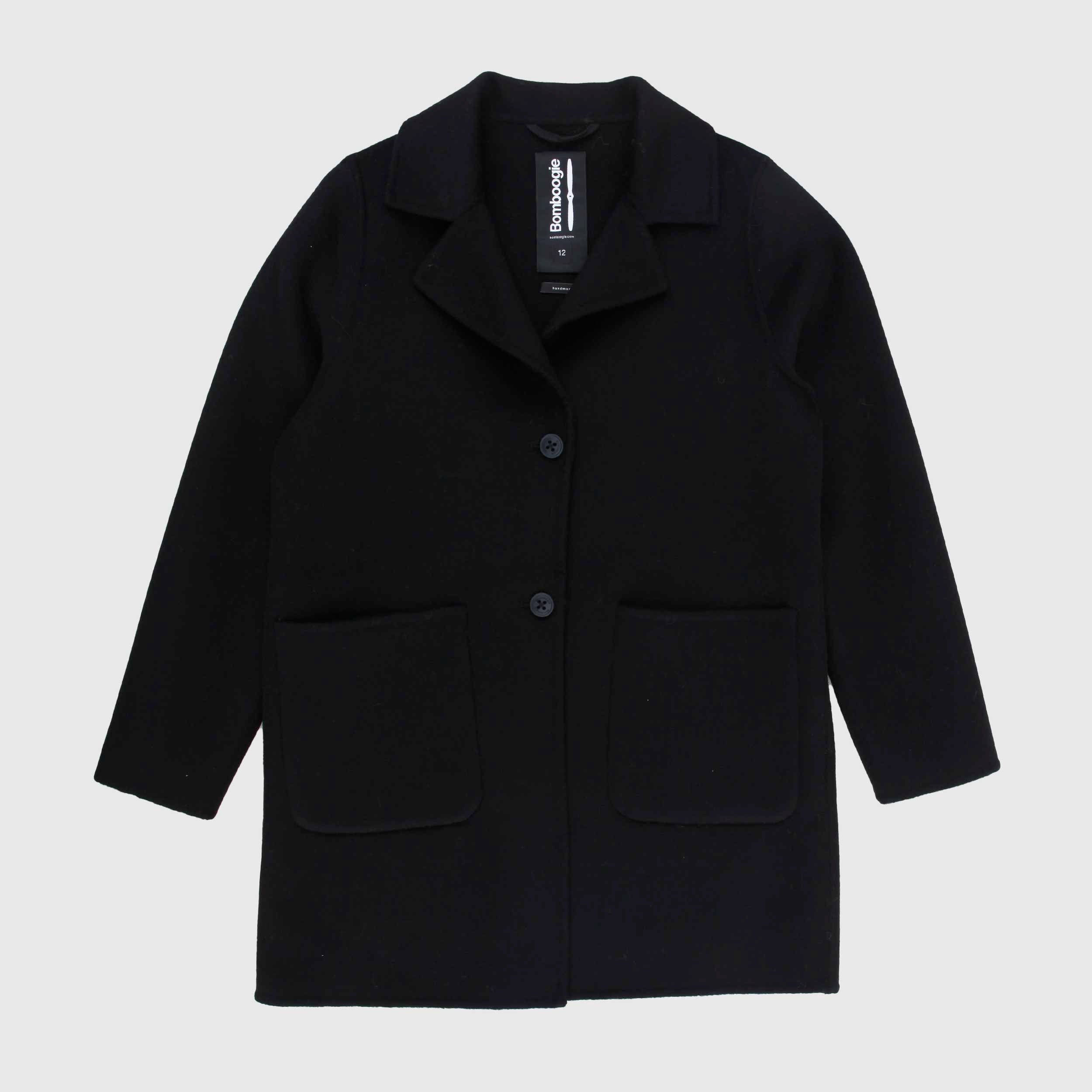 Cappotto Nero Con Collo Sciallato By BOMBOOGIE - annameglio.com abbigliamento moda