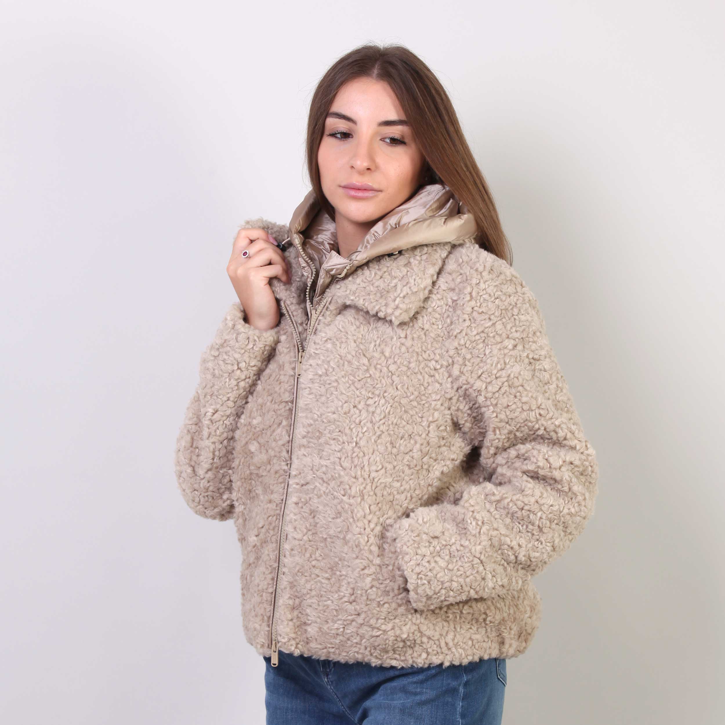Cappotto Beige Con Cappuccio Firmato BOMBOOGIE - annameglio.com abbigliamento moda