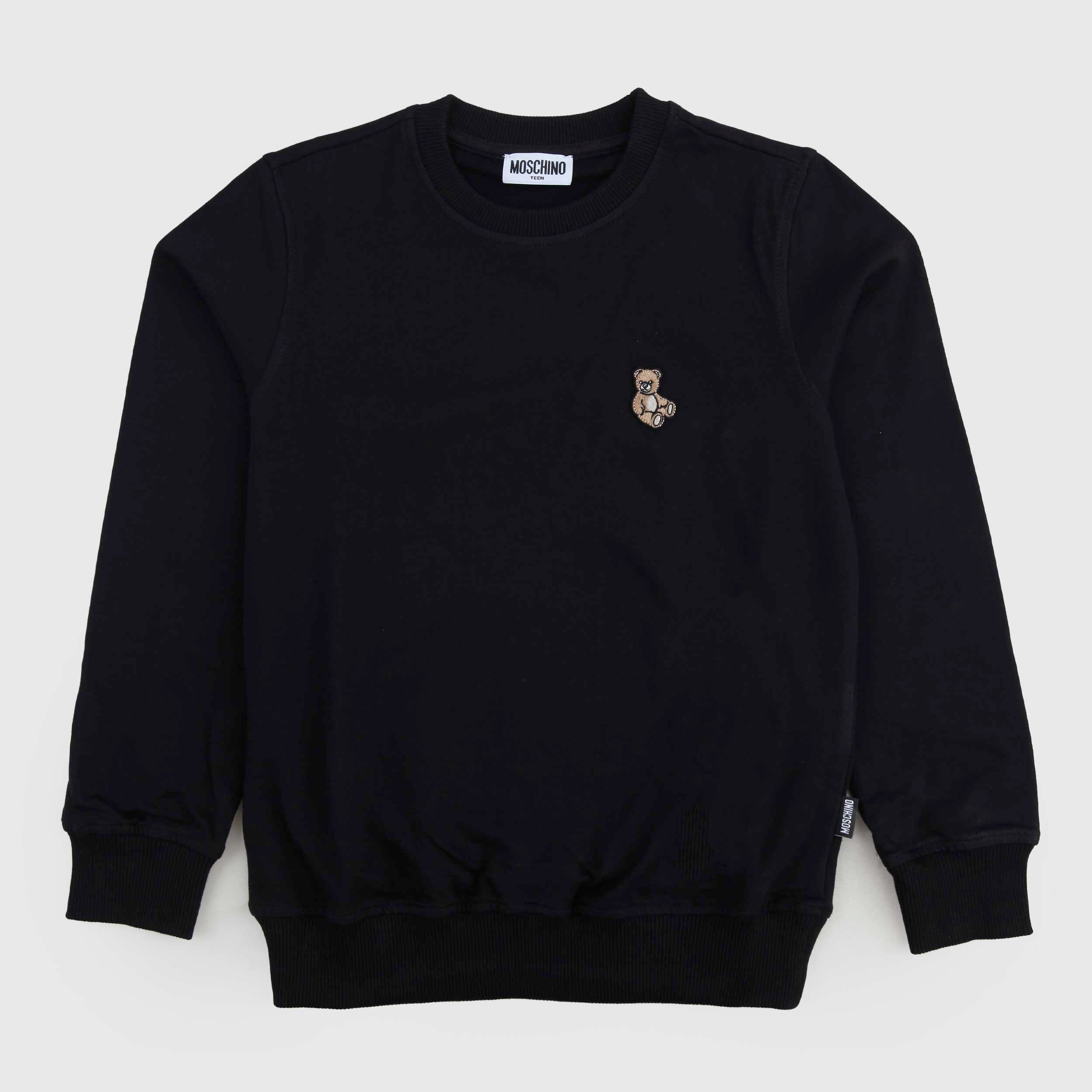 Felpa Nera Con Ricamo Firmato MOSCHINO - annameglio.com abbigliamento moda