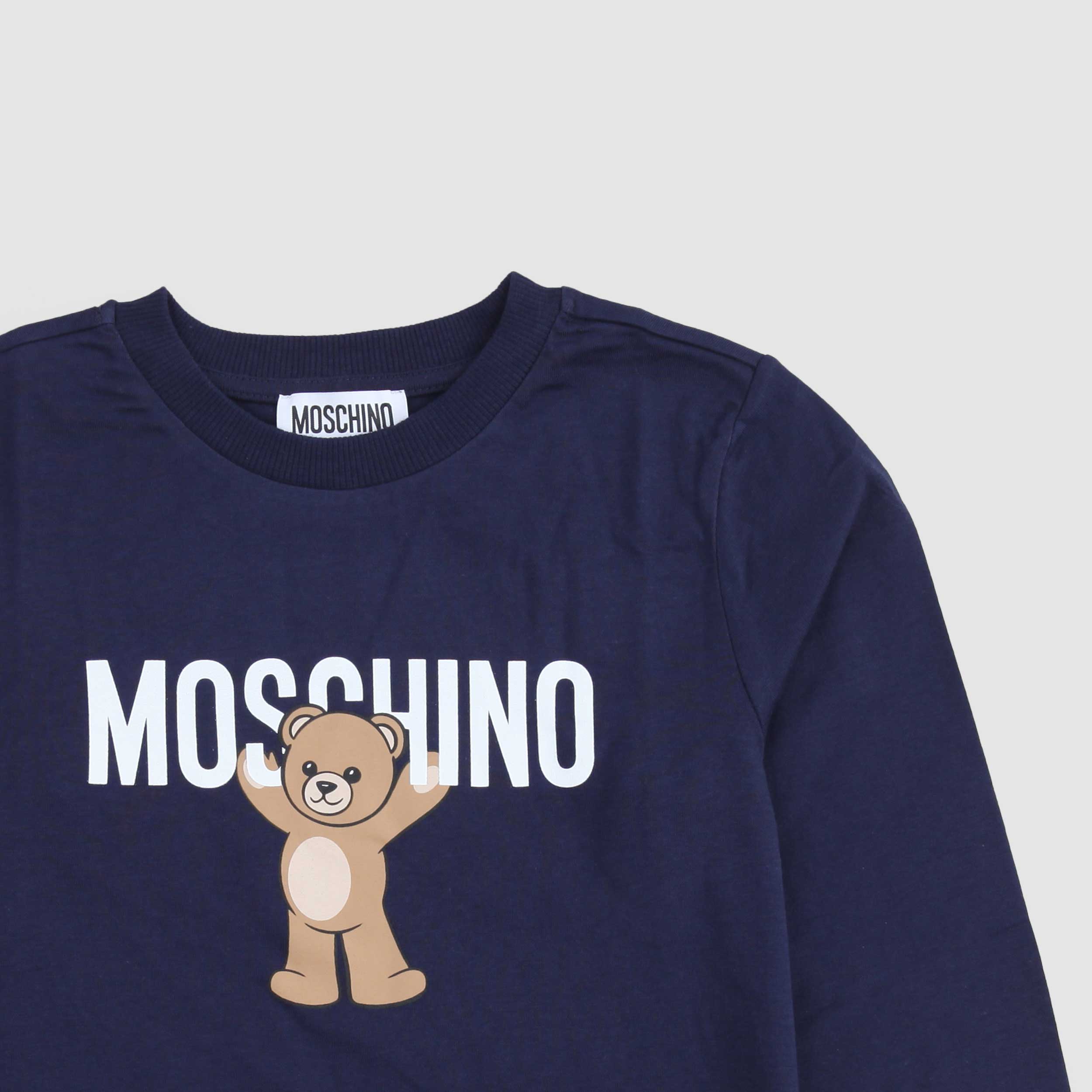 T-shirt Blu Con Teddy E Logo Firmata MOSCHINO - annameglio.com abbigliamento moda
