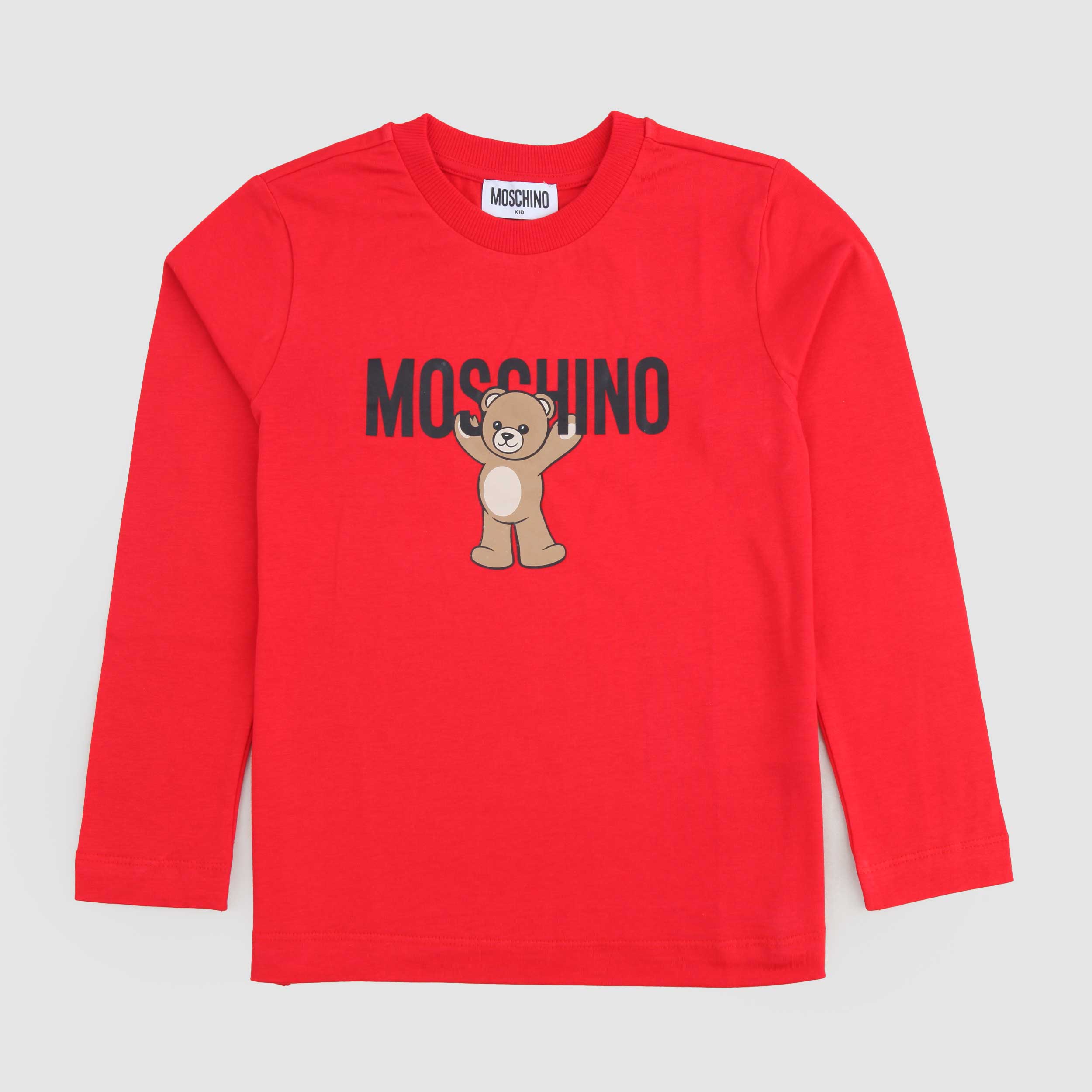 T-shirt A Maniche Lunghe Rossa Firmata MOSCHINO - annameglio.com abbigliamento moda
