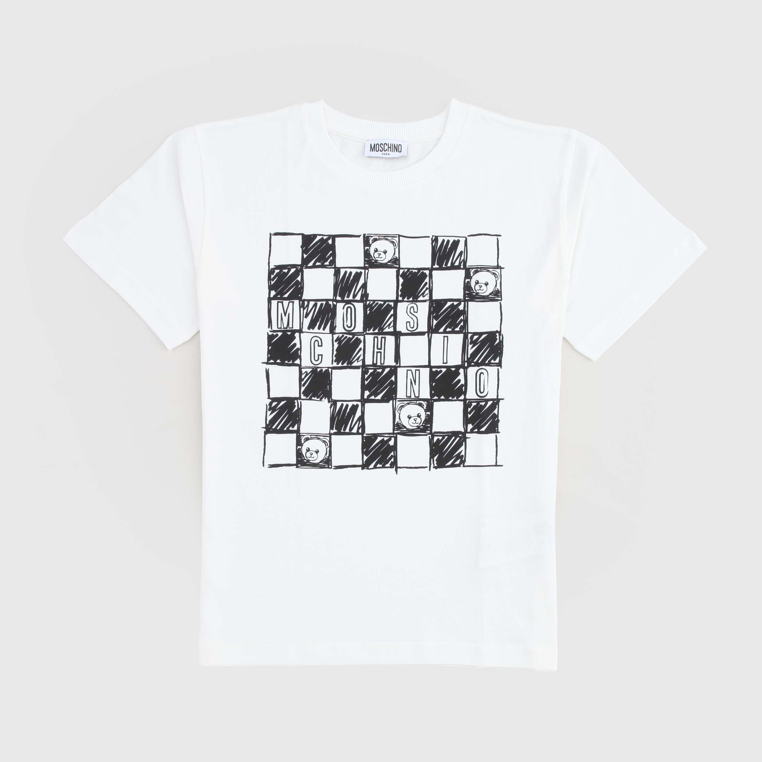 T-shirt A Quadri Bianca Firmata MOSCHINO - annameglio.com abbigliamento moda