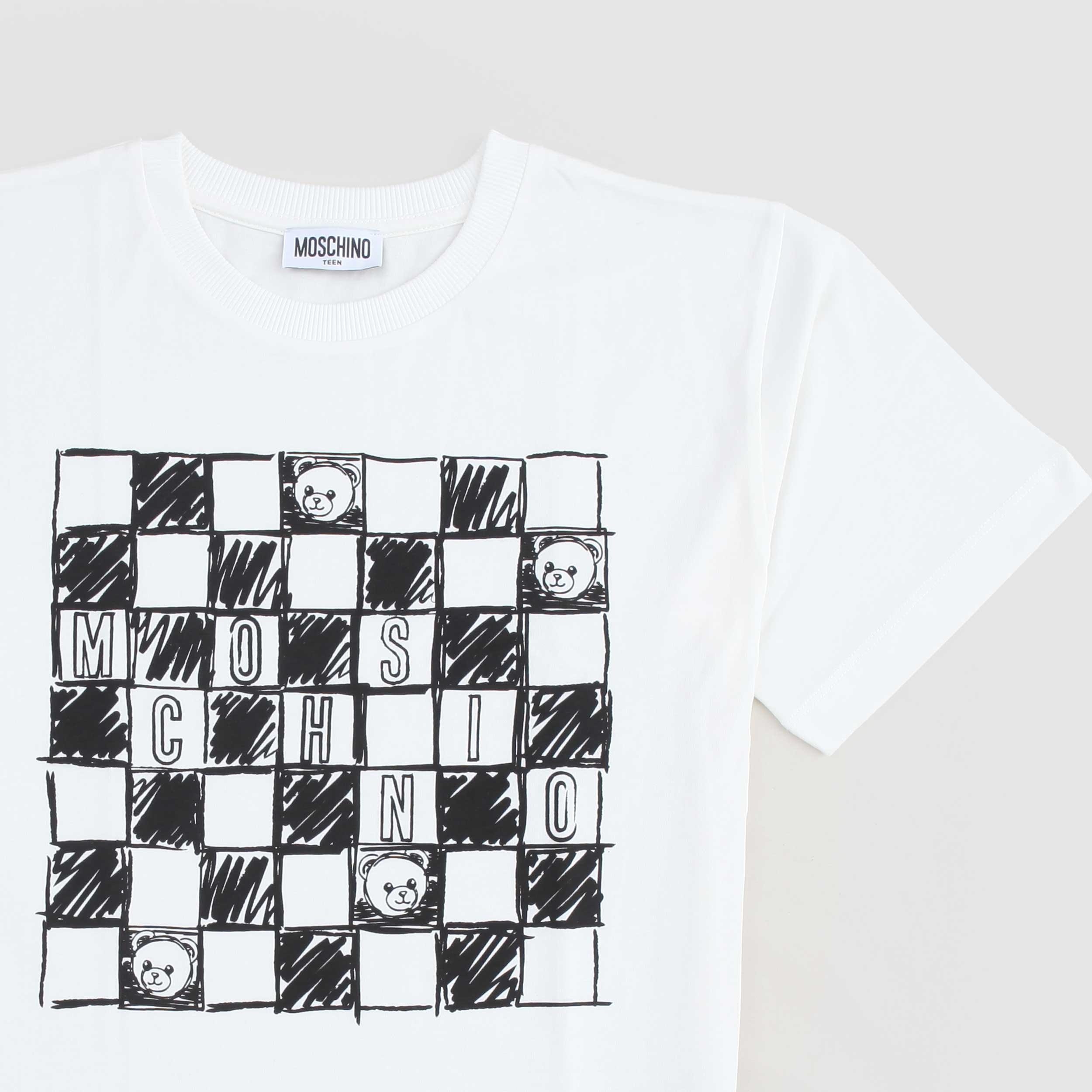 T-shirt A Quadri Bianca Firmata MOSCHINO - annameglio.com abbigliamento moda