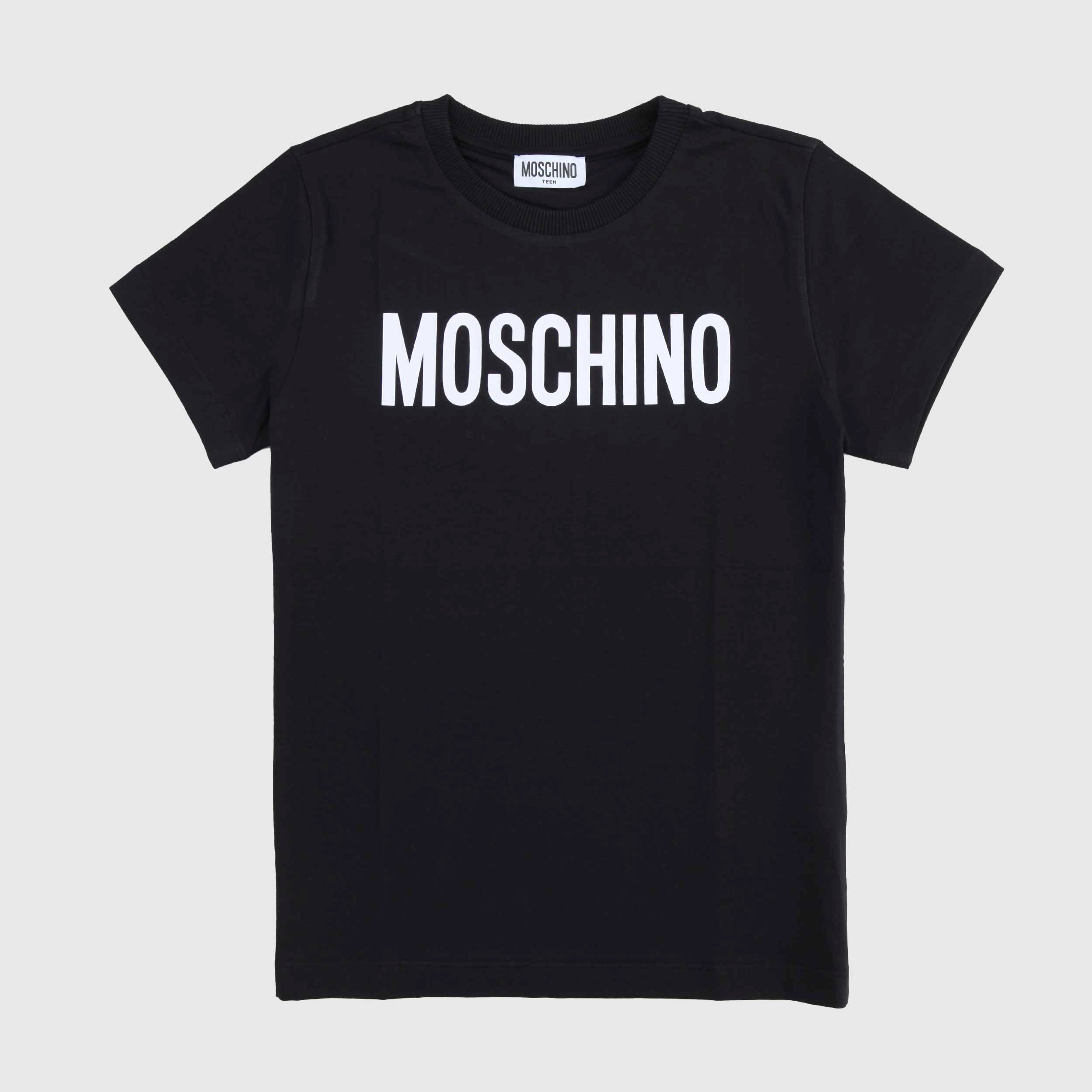 T-shirt Nera Con Logo Bianco Firmata MOSCHINO - annameglio.com abbigliamento moda