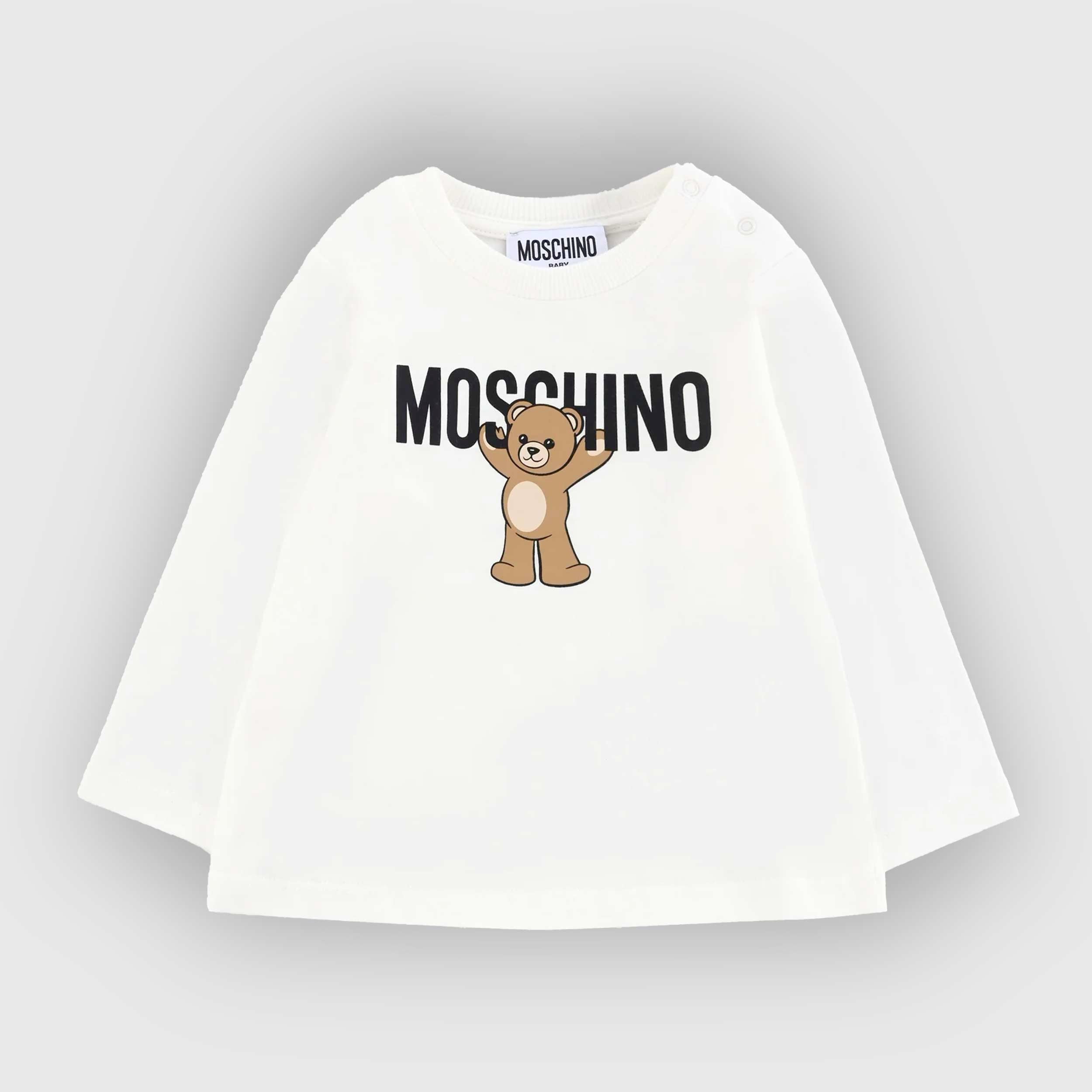 Top Bianco A Maniche Lunghe Firmato MOSCHINO - annameglio.com abbigliamento moda
