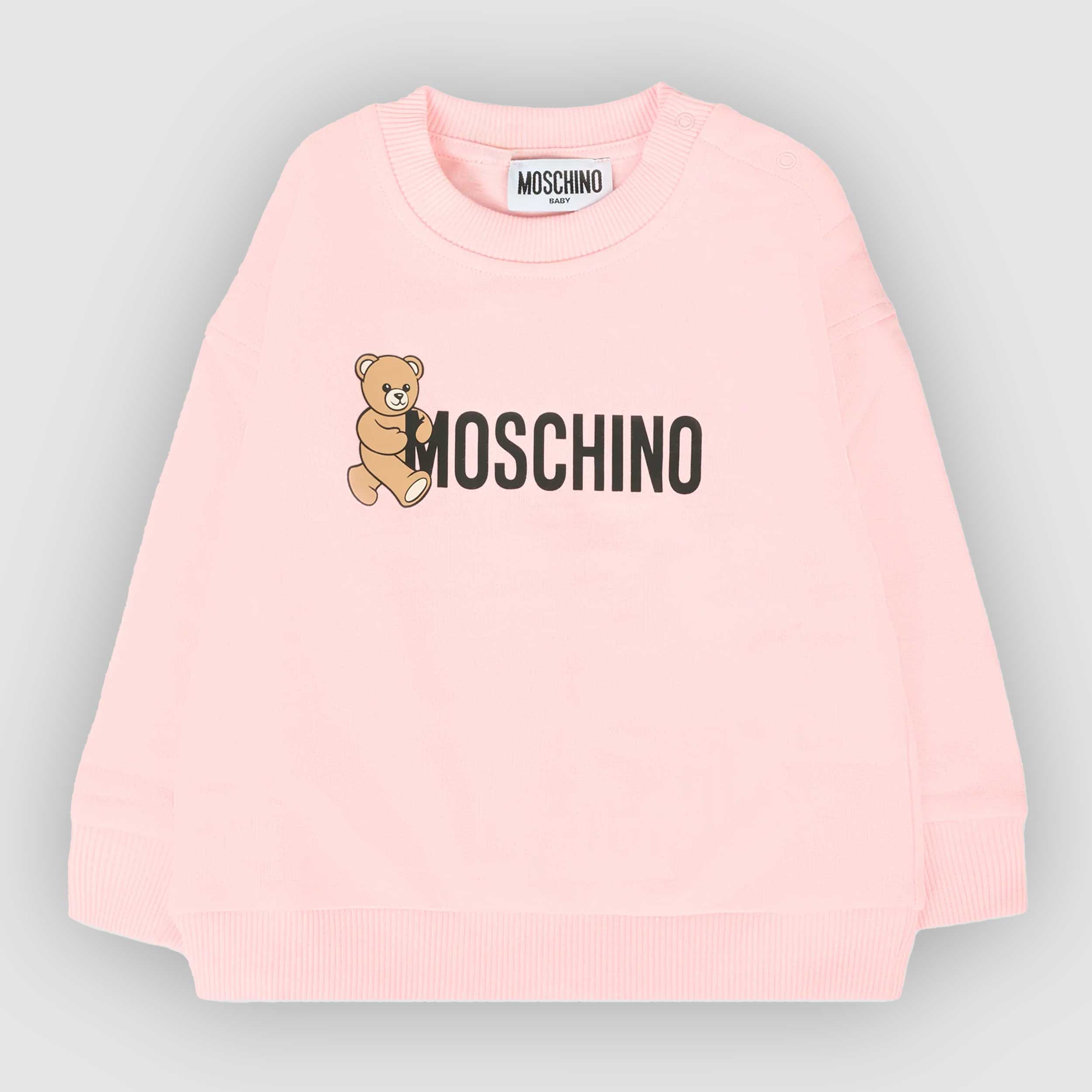 Felpa Rosa Con Logo E Orso Firmata MOSCHINO - annameglio.com abbigliamento moda