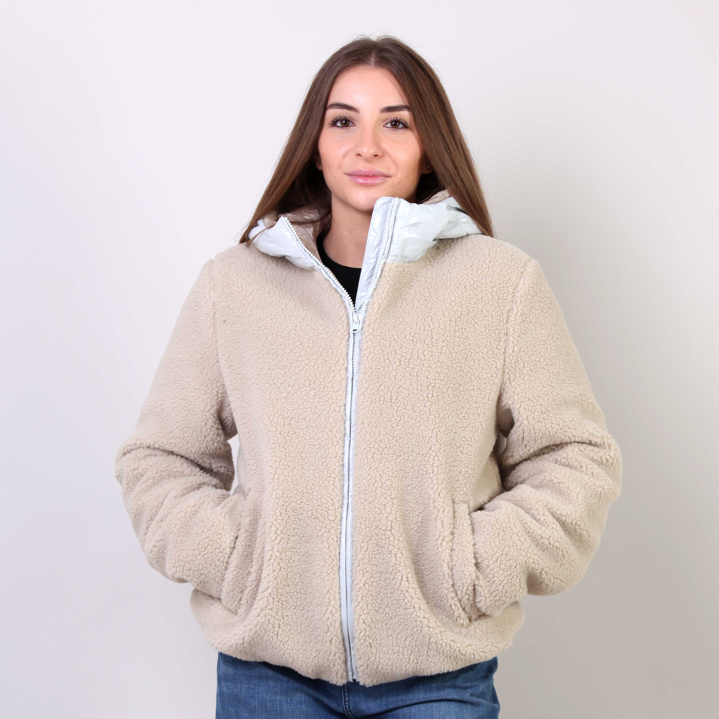 Giacca Imbottita Beige E Celeste Firmata HERNO - annameglio.com abbigliamento moda