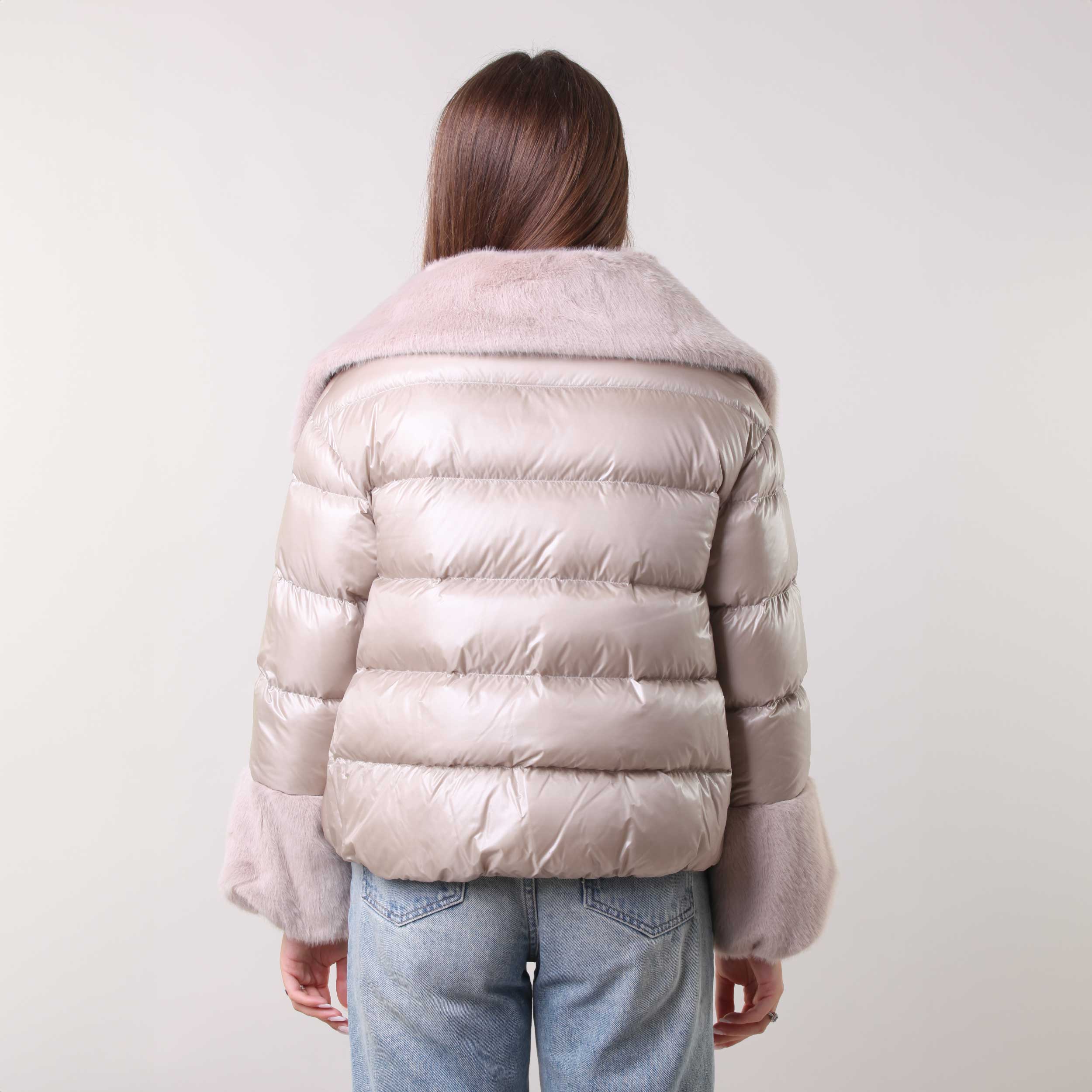 Piumino Con Pelliccia Beige Firmato HERNO - annameglio.com abbigliamento moda