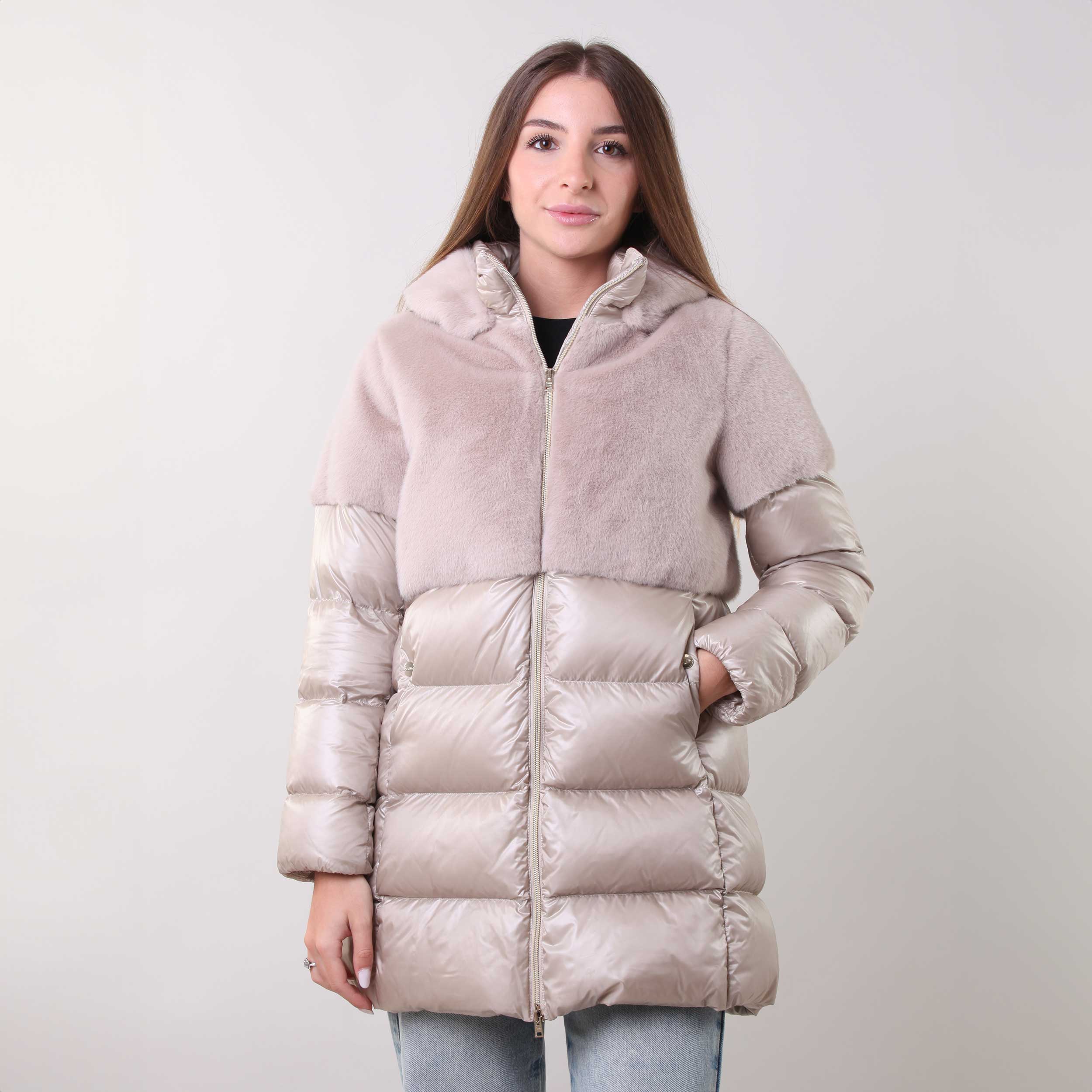 Piumino Rosa Con Pelliccia Inferiore Firmato HERNO - annameglio.com abbigliamento moda