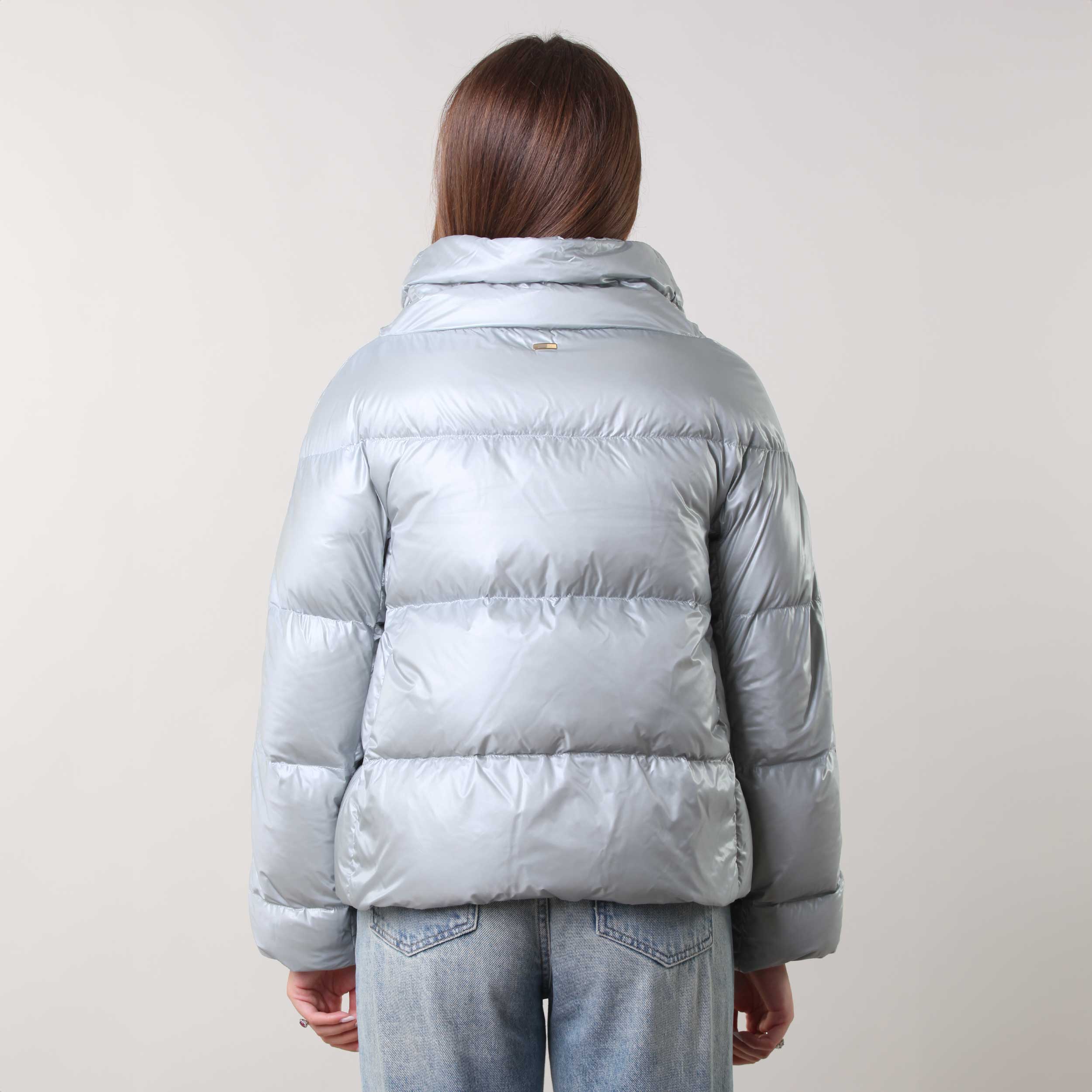 Piumino Argento Chiaro Con Tasche Firmato HERNO - annameglio.com abbigliamento moda
