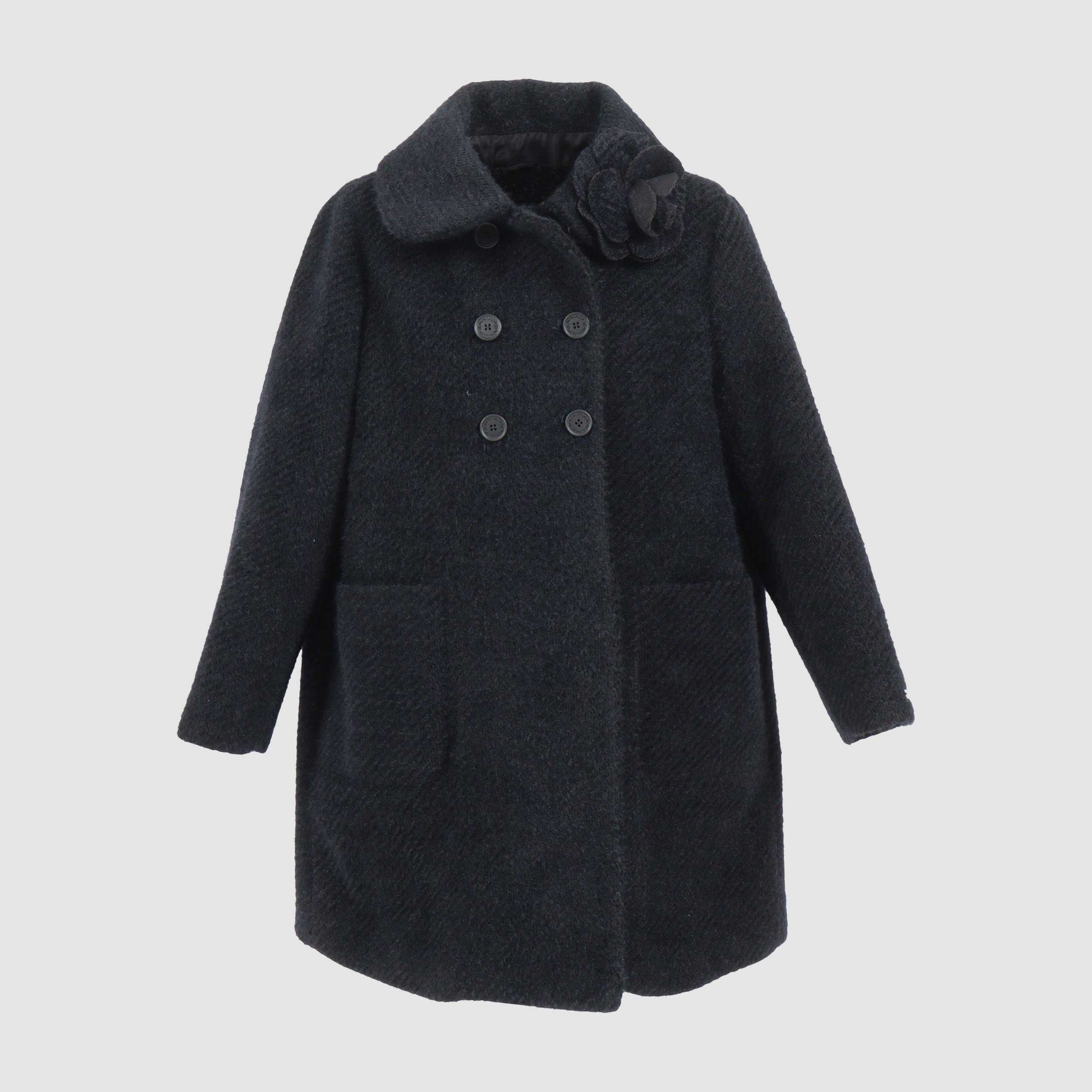 Cappotto Nero Con Fiore Firmato MONNALISA - annameglio.com abbigliamento moda