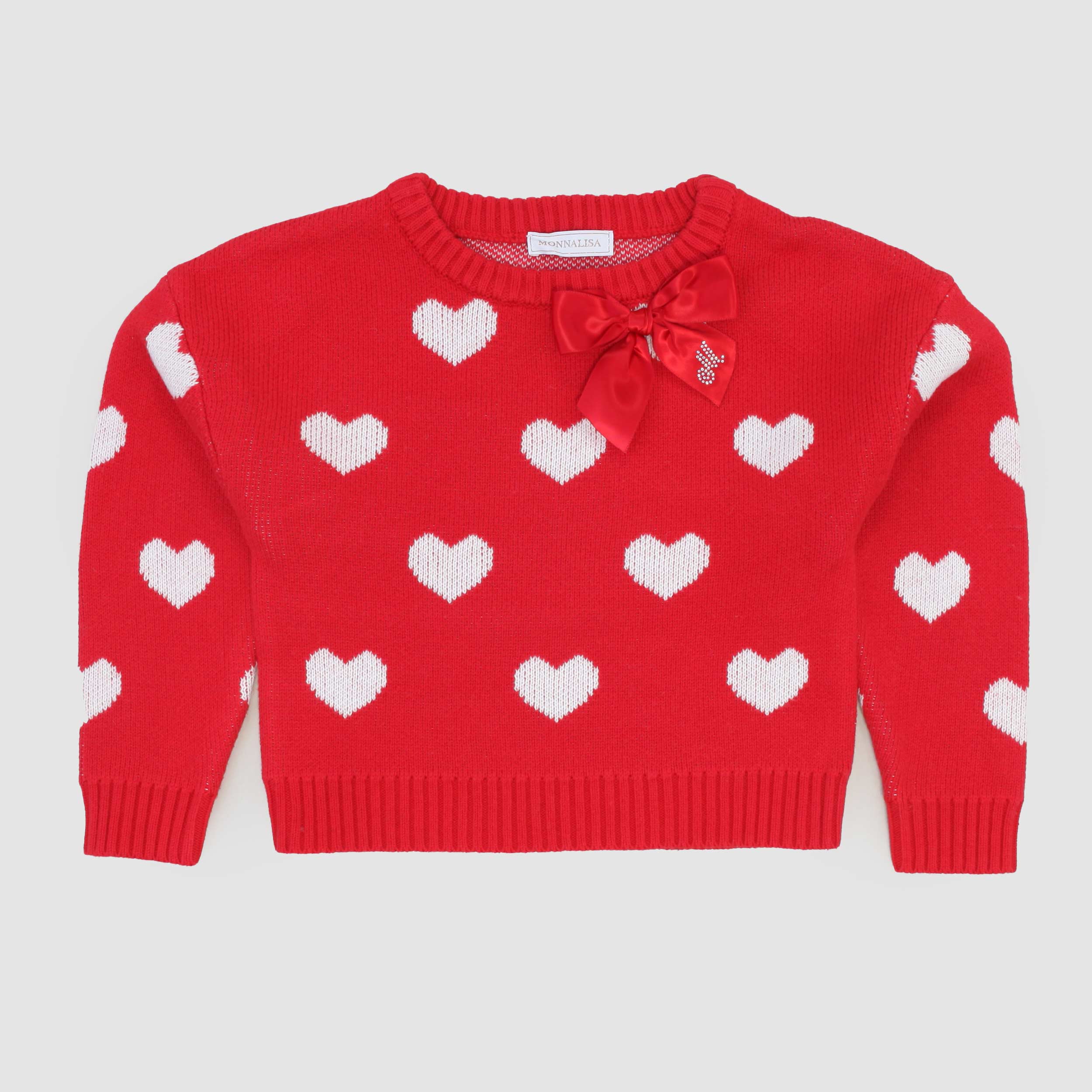Maglioncino Rosso Con Cuori Ricamati By MONNALISA - annameglio.com abbigliamento moda