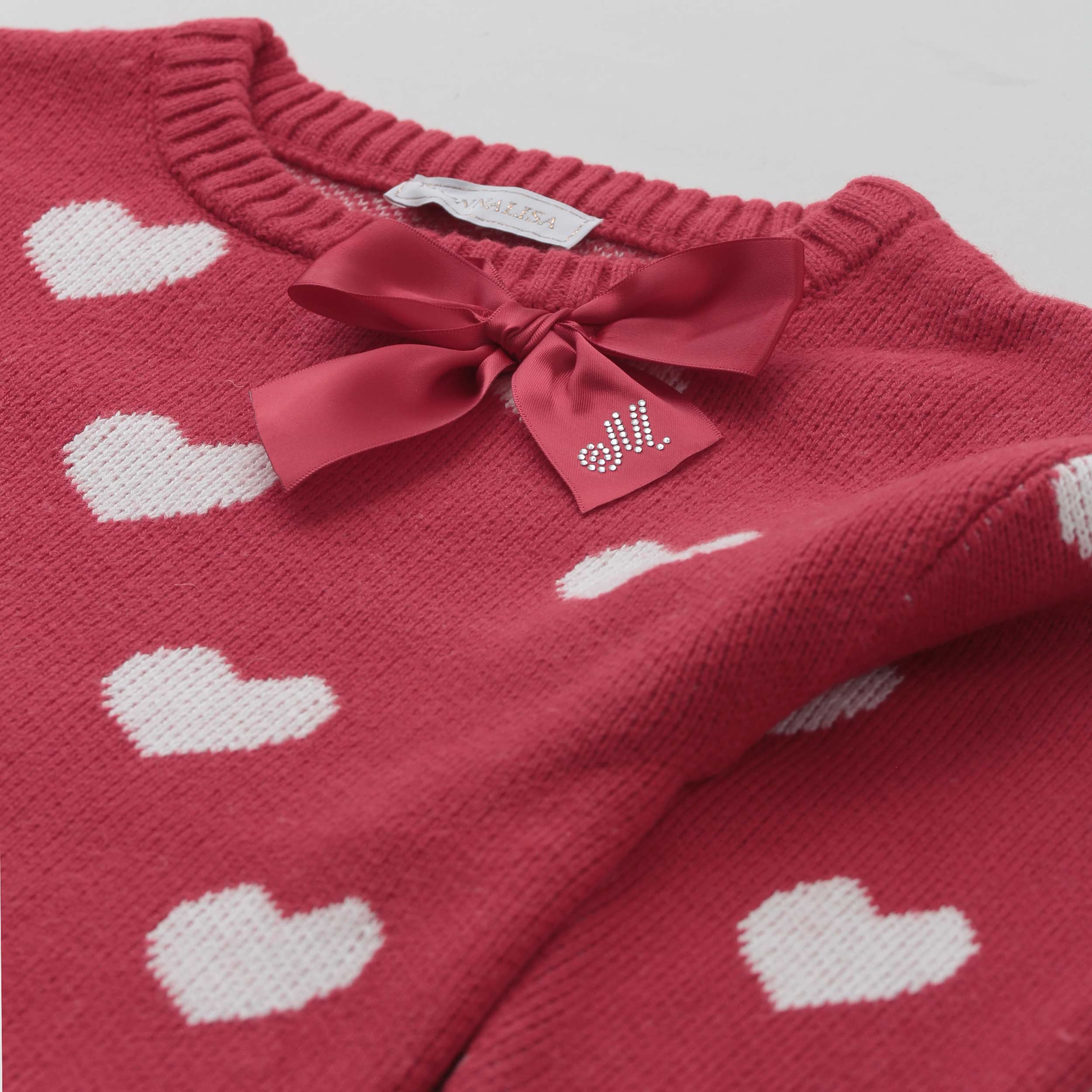 Maglioncino Rosso Con Cuori Ricamati By MONNALISA - annameglio.com abbigliamento moda