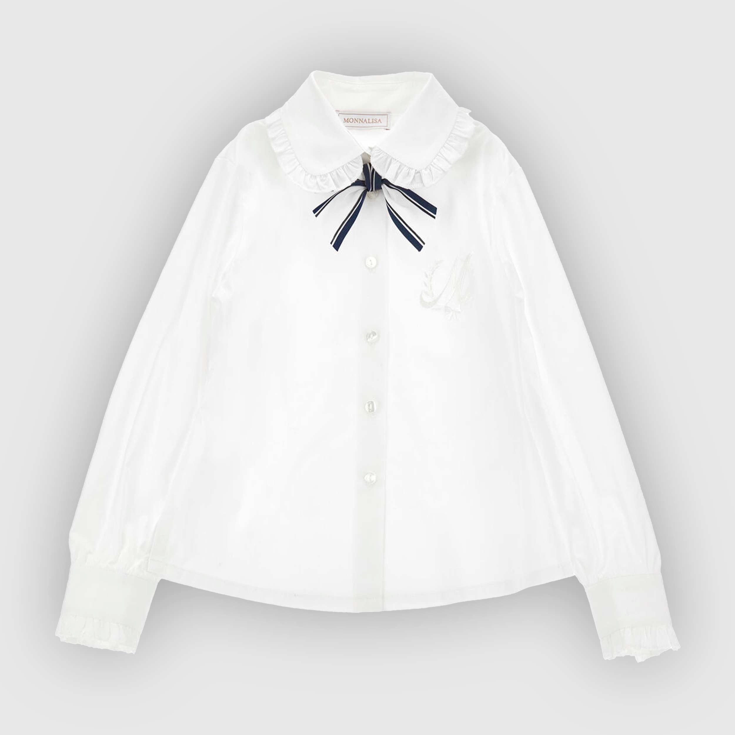 White Poplin Shirt by MONNALISA