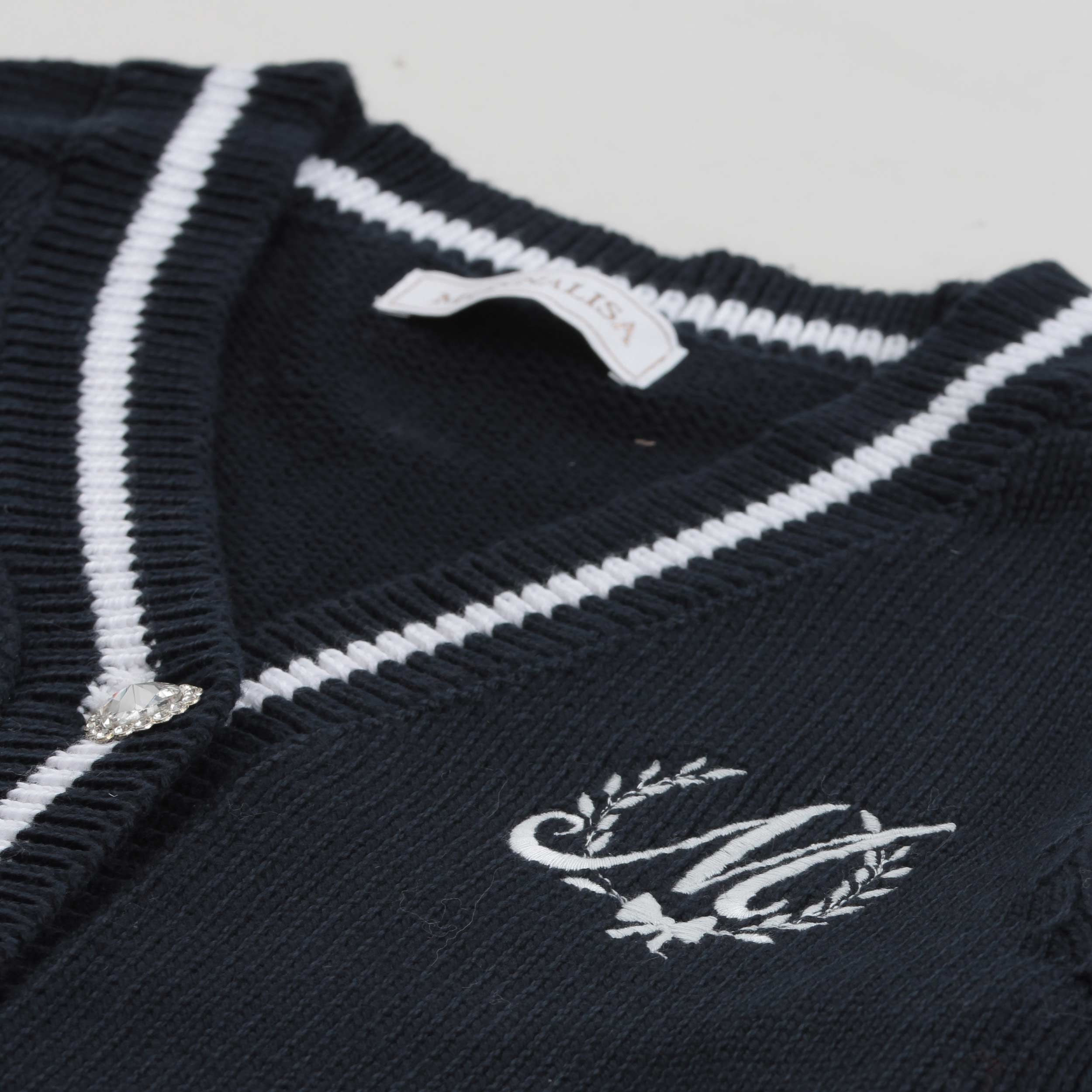 Cardigan Blu Con Logo Firmato MONNALISA - annameglio.com abbigliamento moda