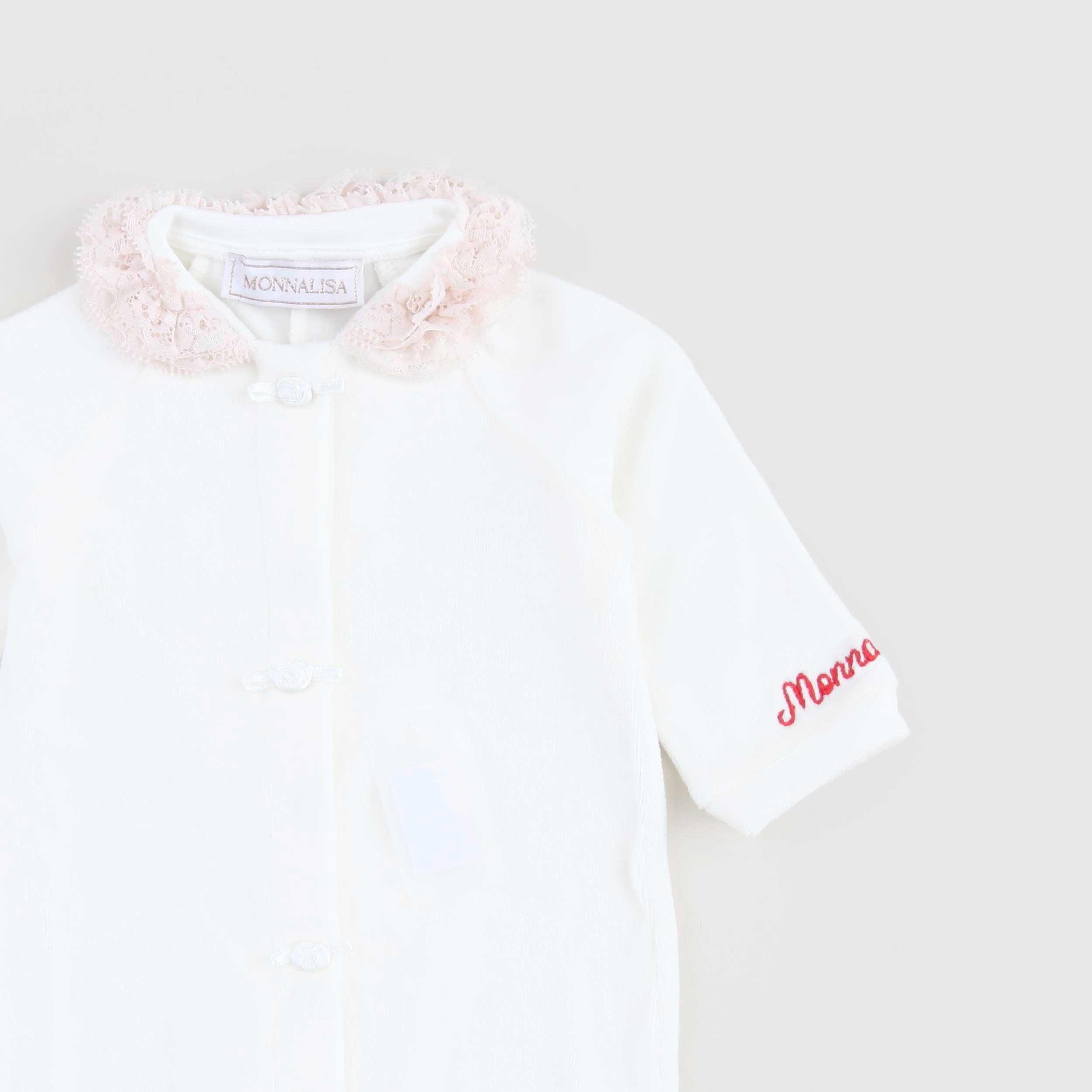 Tutina Bianca Manica Lunga Firmata MONNALISA - annameglio.com abbigliamento moda