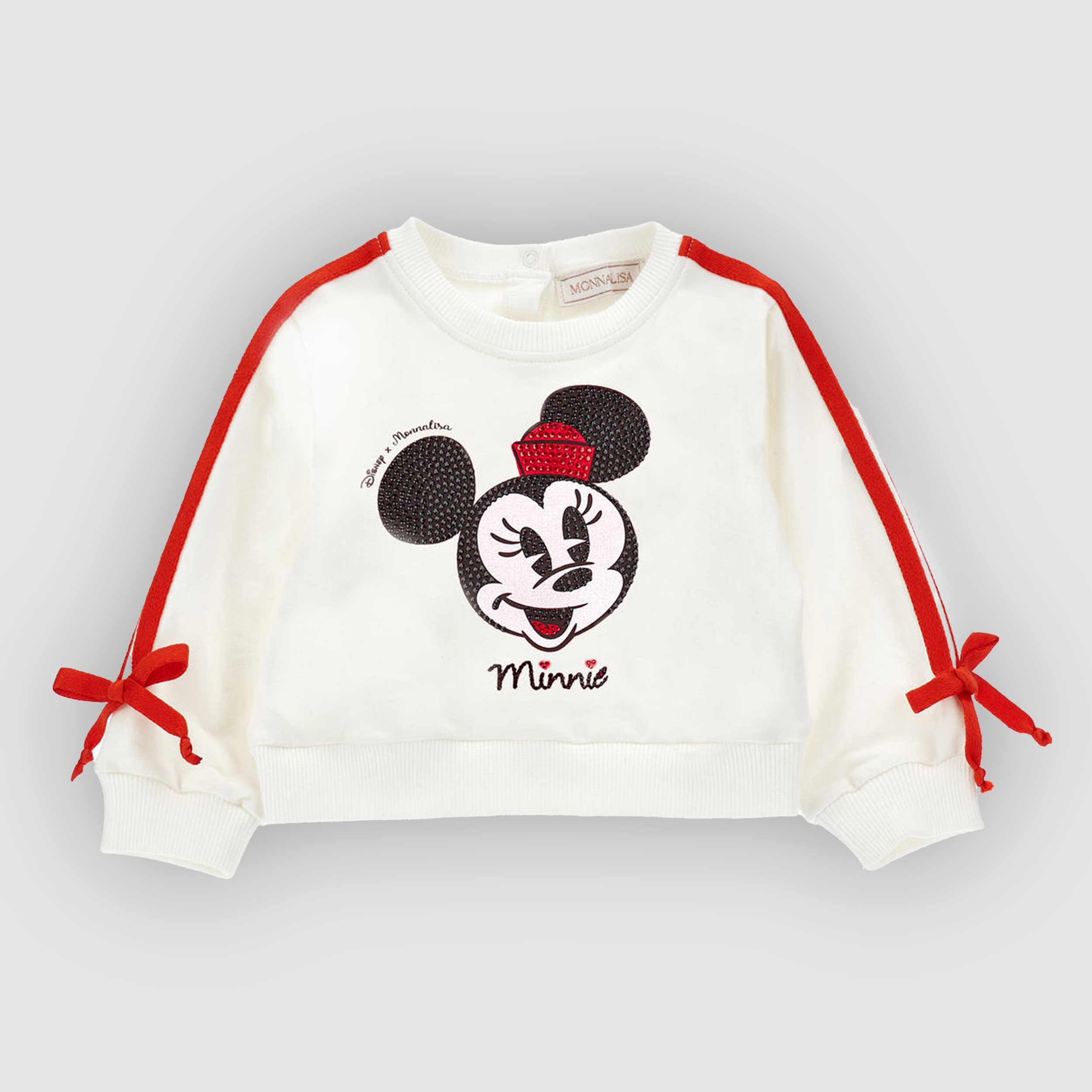 Felpa Bianca Con Minnie E Strass Firmata Monnalisa - annameglio.com abbigliamento moda