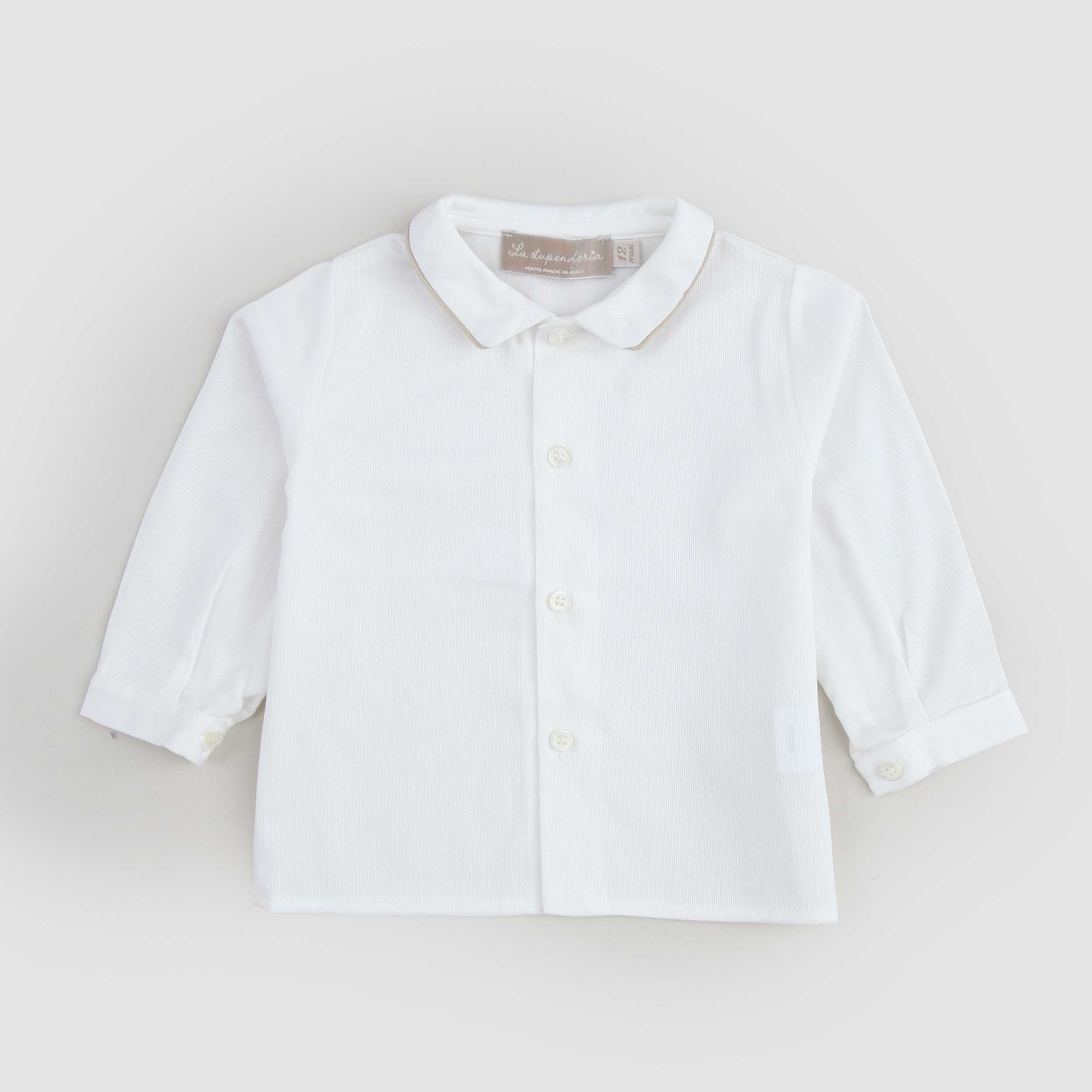 White Long Sleeve Shirt by LA STUPENDERIA