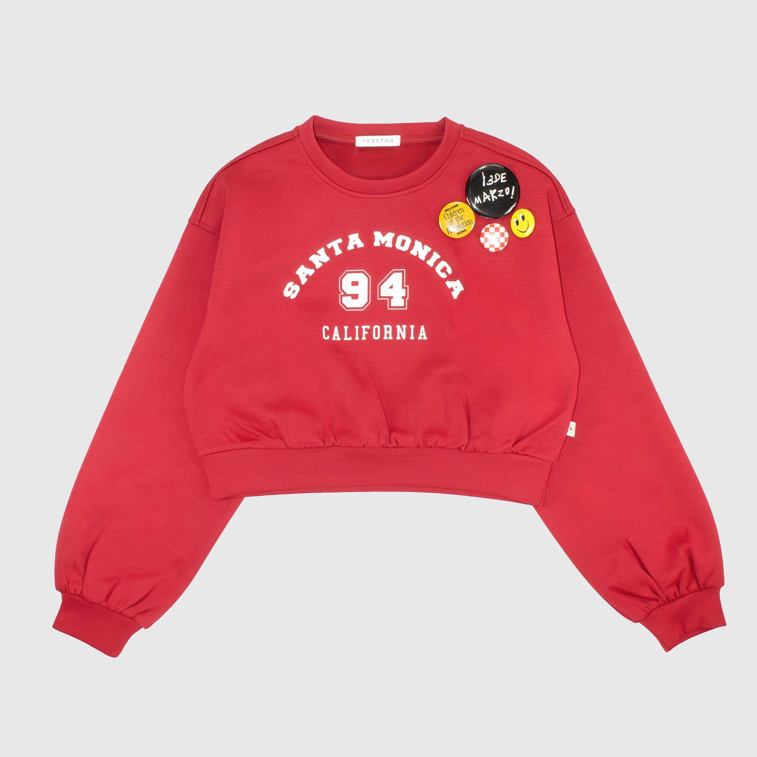 Felpa Rossa Cropped Con Stampa Firmata TOBETOO - annameglio.com abbigliamento moda