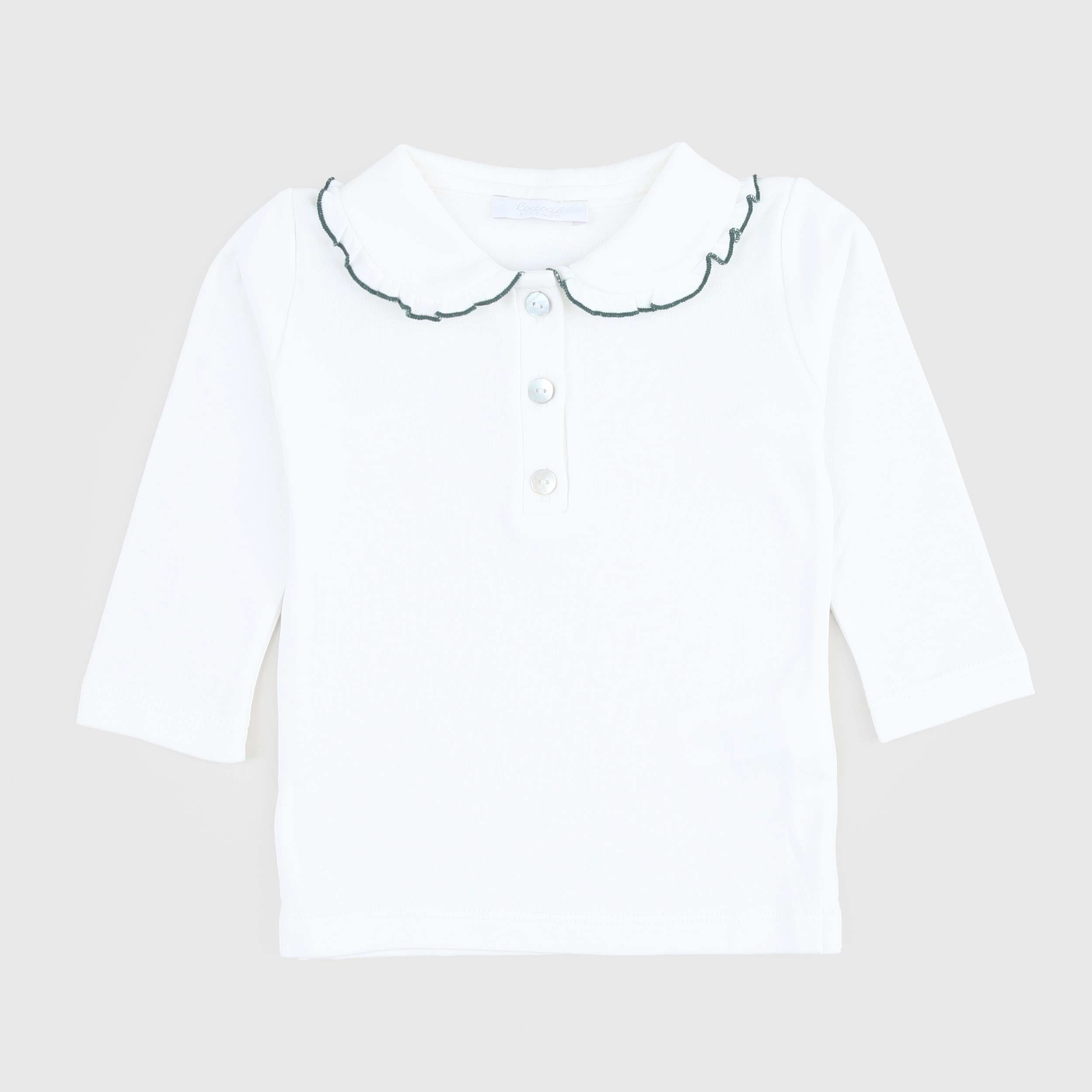 Polo Bianca Colletto Smerlato Firmata COCCODE - annameglio.com abbigliamento moda